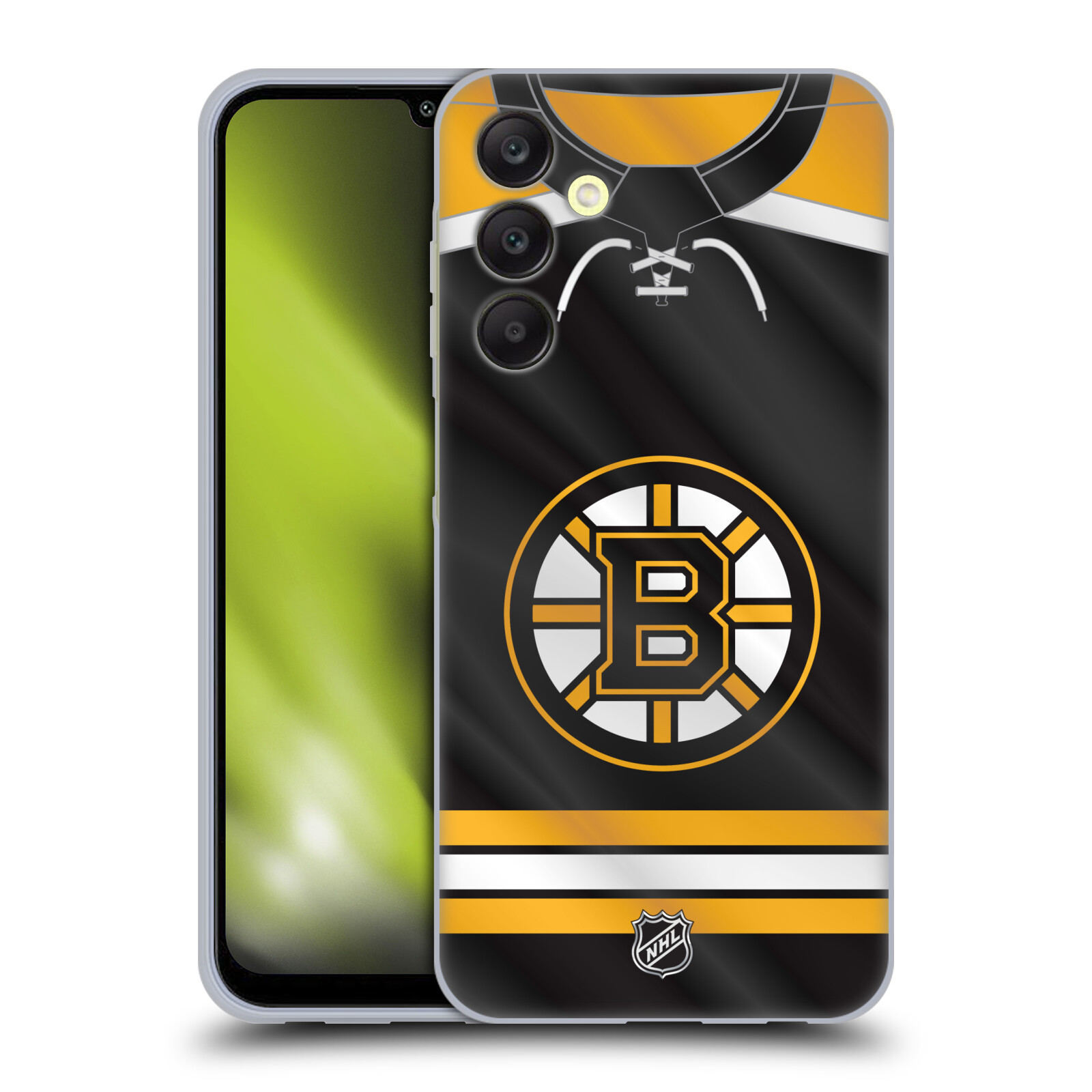 Silikonové pouzdro na mobil Samsung Galaxy A25 5G - NHL - Dres Boston Bruins (Silikonový kryt, obal, pouzdro na mobilní telefon Samsung Galaxy A25 5G s licencovaným motivem NHL - Dres Boston Bruins)