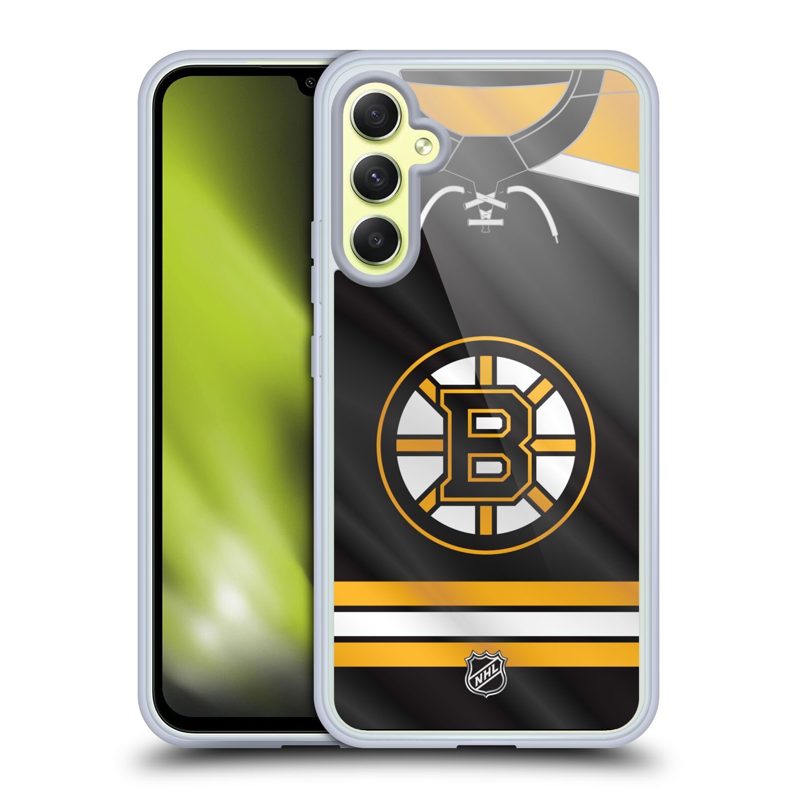 Silikonové pouzdro na mobil Samsung Galaxy A34 5G - NHL - Dres Boston Bruins (Silikonový kryt, obal, pouzdro na mobilní telefon Samsung Galaxy A34 5G s licencovaným motivem NHL - Dres Boston Bruins)