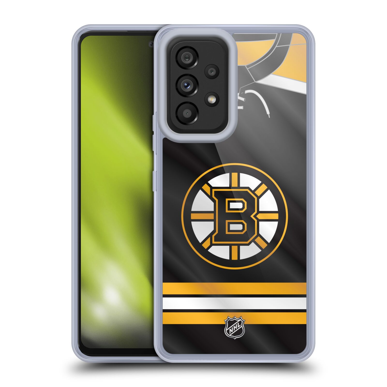 Silikonové pouzdro na mobil Samsung Galaxy A53 5G - NHL - Dres Boston Bruins (Silikonový kryt, obal, pouzdro na mobilní telefon Samsung Galaxy A53 5G s licencovaným motivem NHL - Dres Boston Bruins)
