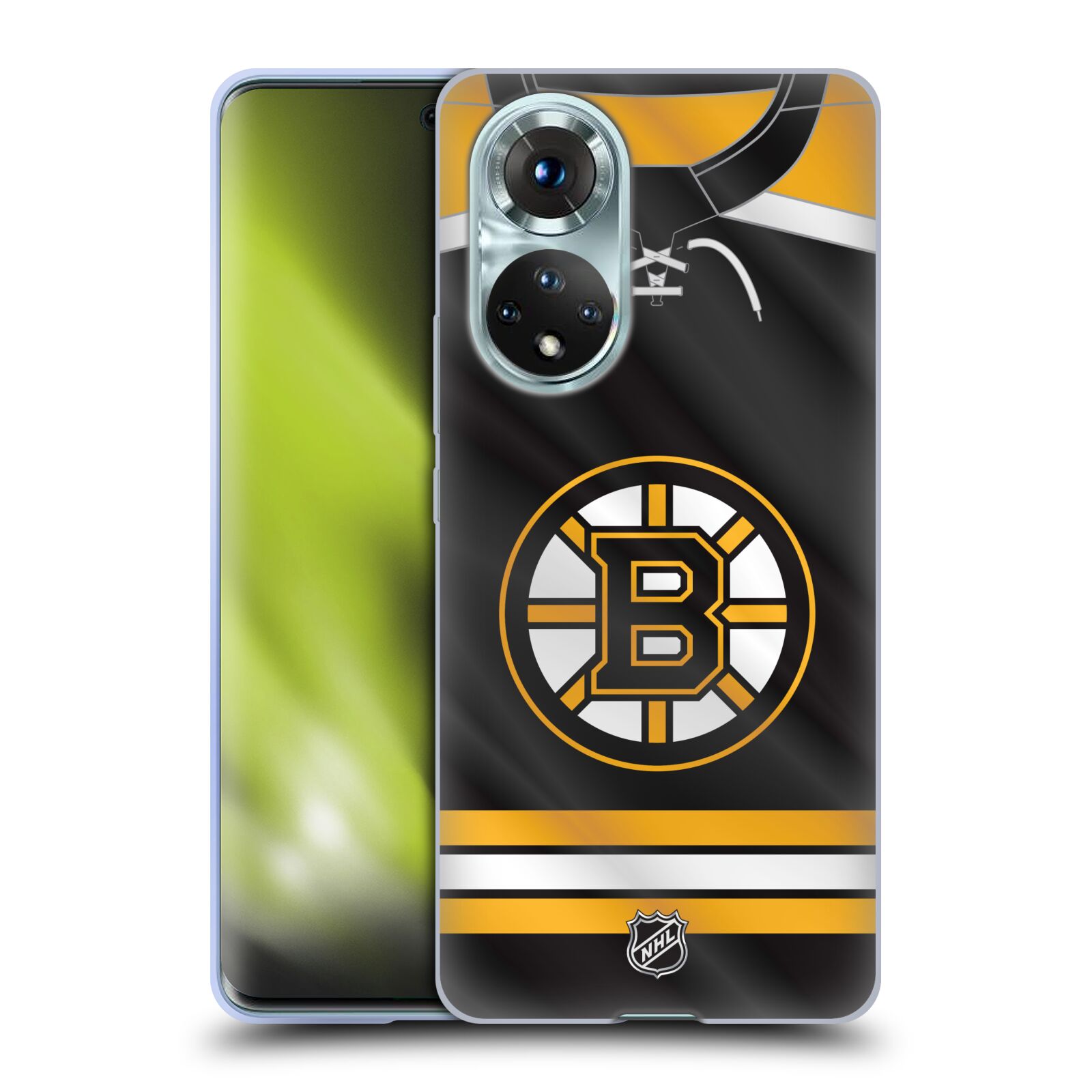 Silikonové pouzdro na mobil Huawei Nova 9 / Honor 50 - NHL - Dres Boston Bruins (Silikonový kryt, obal, pouzdro na mobilní telefon Huawei Nova 9 / Honor 50 s licencovaným motivem NHL - Dres Boston Bruins)