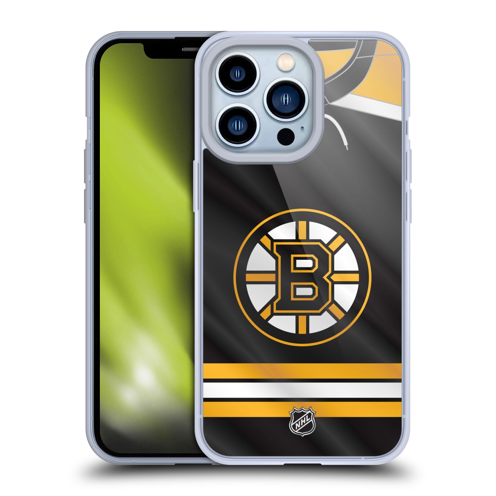 Silikonové pouzdro na mobil Apple iPhone 13 Pro - NHL - Dres Boston Bruins (Silikonový kryt, obal, pouzdro na mobilní telefon Apple iPhone 13 Pro s licencovaným motivem NHL - Dres Boston Bruins)