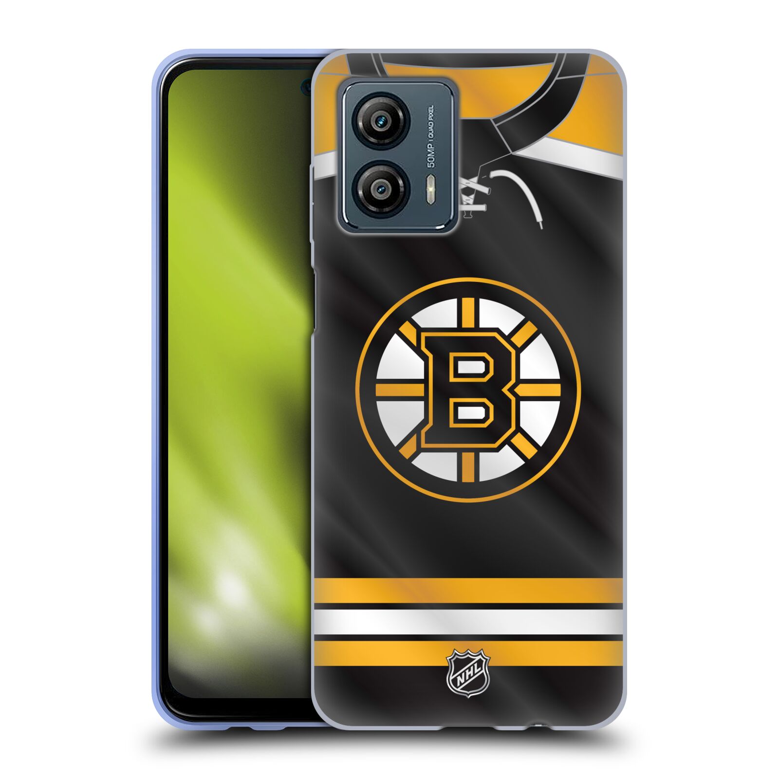 Silikonové pouzdro na mobil Motorola Moto G53 5G - NHL - Dres Boston Bruins (Silikonový kryt, obal, pouzdro na mobilní telefon Motorola Moto G53 5G s licencovaným motivem NHL - Dres Boston Bruins)