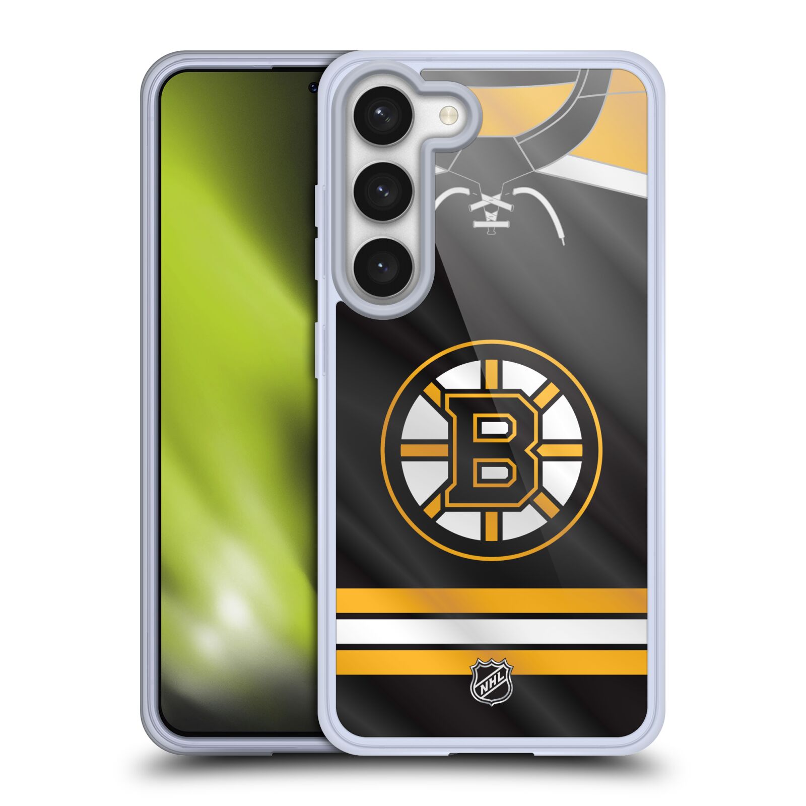 Silikonové pouzdro na mobil Samsung Galaxy S23 - NHL - Dres Boston Bruins (Silikonový kryt, obal, pouzdro na mobilní telefon Samsung Galaxy S23 s licencovaným motivem NHL - Dres Boston Bruins)