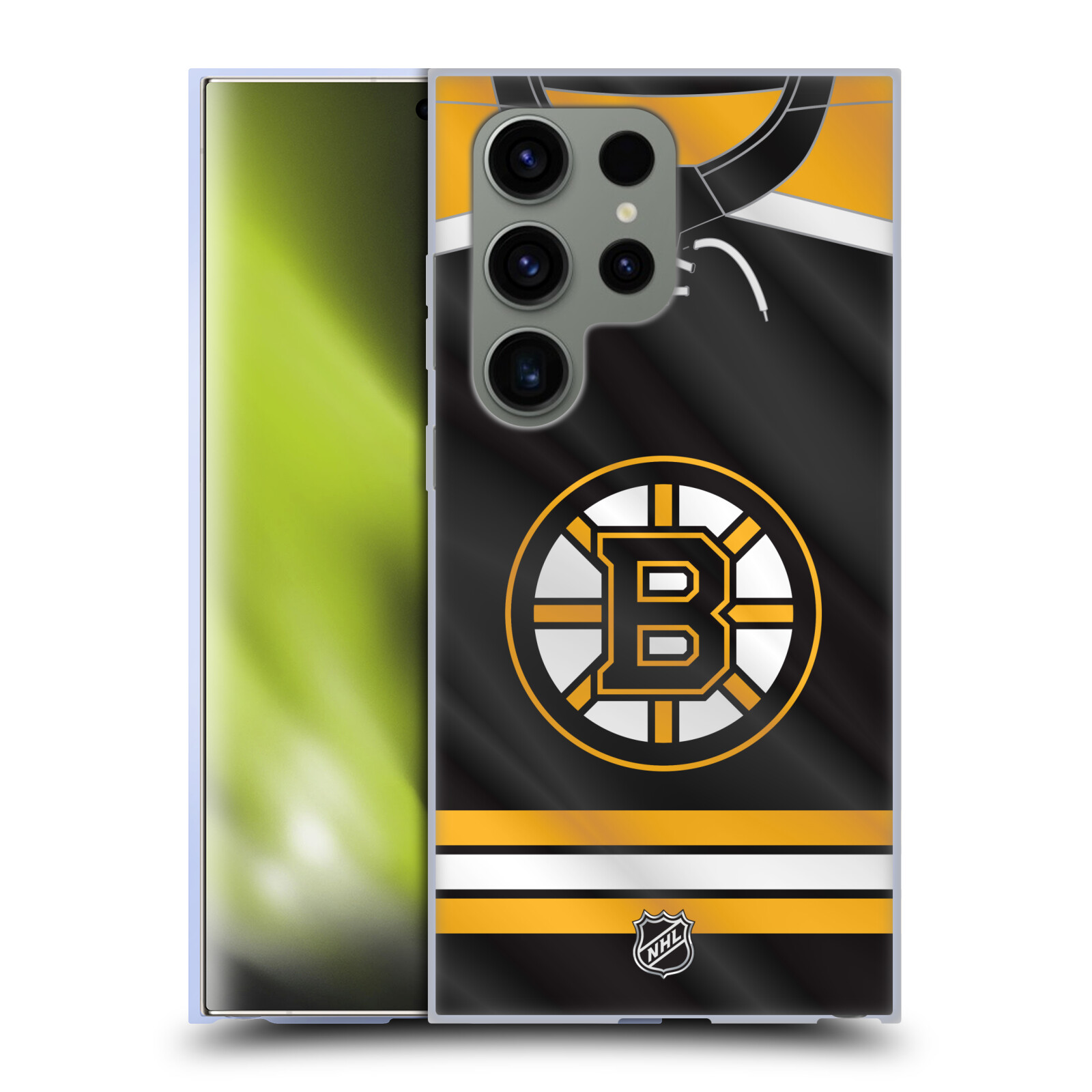 Silikonové lesklé pouzdro na mobil Samsung Galaxy S24 Ultra - NHL - Dres Boston Bruins (Silikonový kryt, obal, pouzdro na mobilní telefon Samsung Galaxy S24 Ultra s licencovaným motivem NHL - Dres Boston Bruins)
