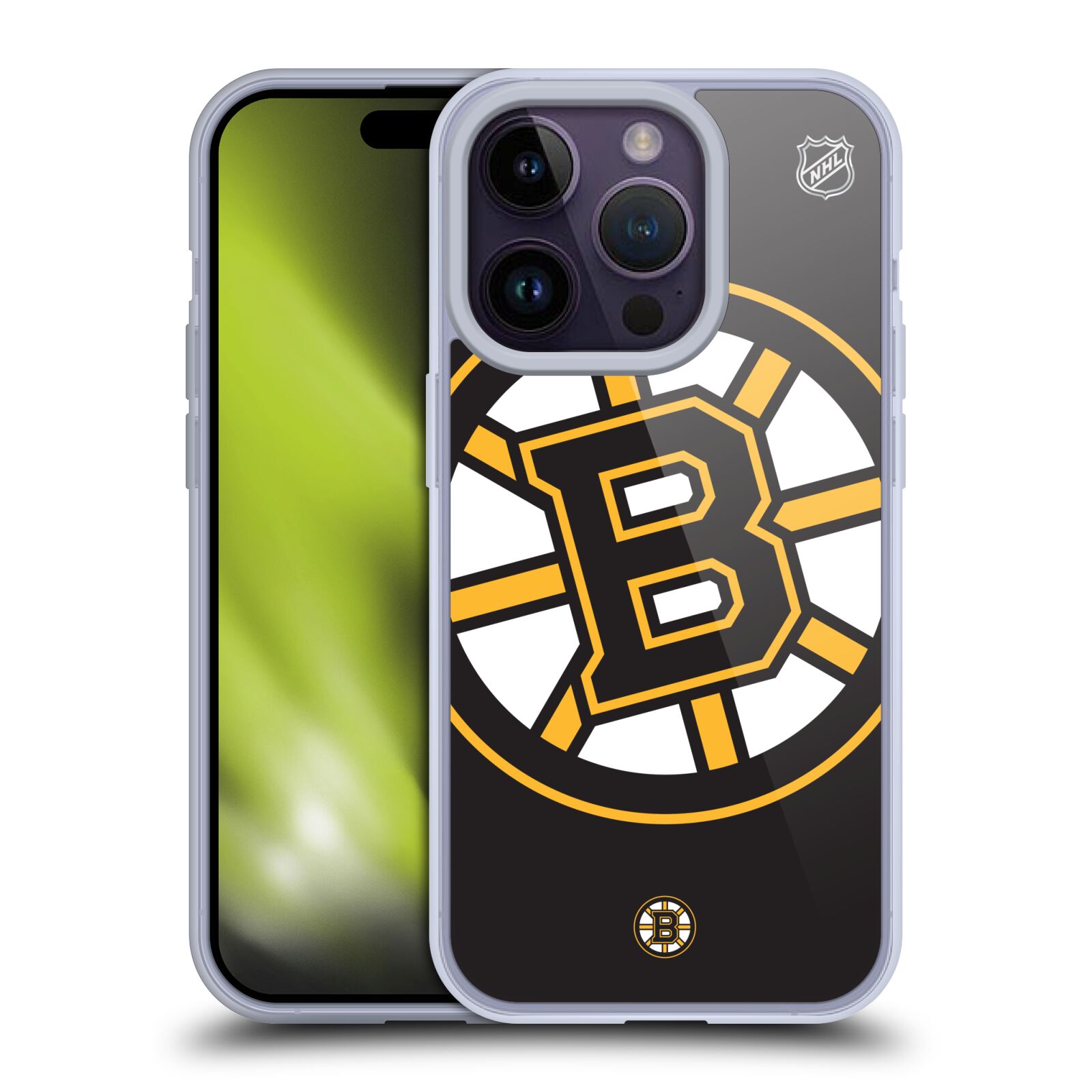 Silikonové pouzdro na mobil Apple iPhone 14 Pro - NHL - Velké logo Boston Bruins (Silikonový kryt, obal, pouzdro na mobilní telefon Apple iPhone 14 Pro s licencovaným motivem NHL - Velké logo Boston Bruins)