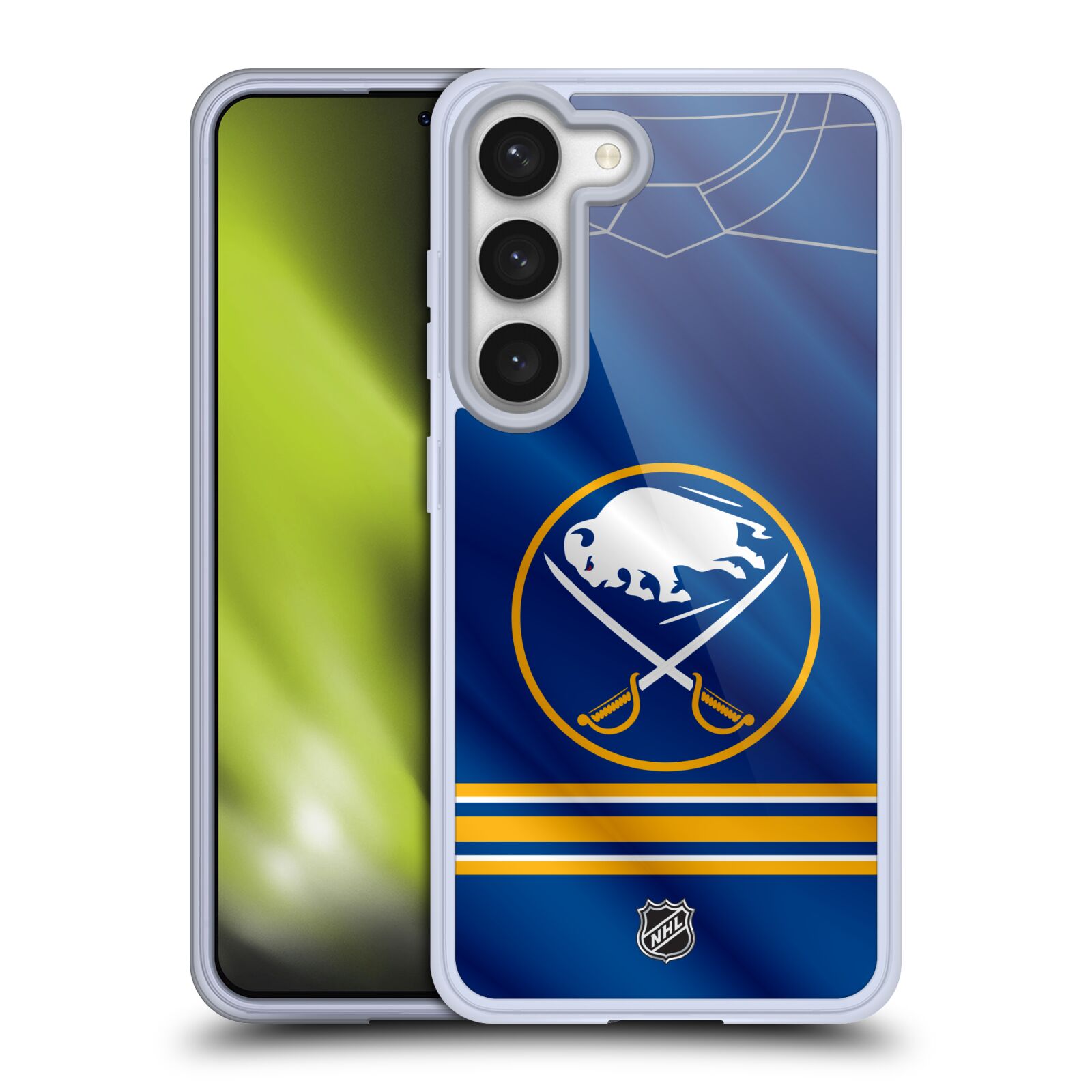 Silikonové pouzdro na mobil Samsung Galaxy S23 - NHL - Dres Buffalo Sabres (Silikonový kryt, obal, pouzdro na mobilní telefon Samsung Galaxy S23 s licencovaným motivem NHL - Dres Buffalo Sabres)