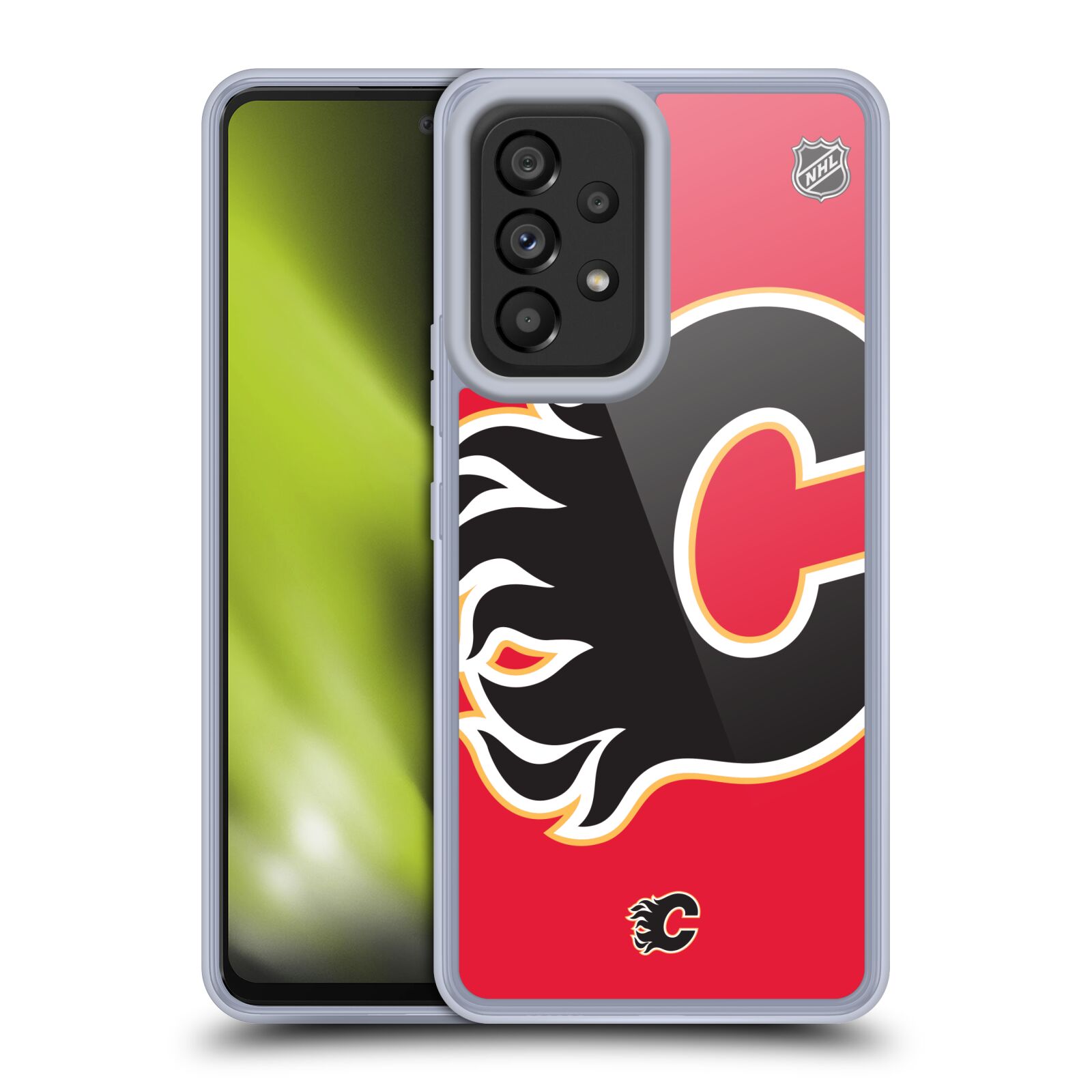 Silikonové pouzdro na mobil Samsung Galaxy A53 5G - NHL - Velké logo Calgary Flames (Silikonový kryt, obal, pouzdro na mobilní telefon Samsung Galaxy A53 5G s licencovaným motivem NHL - Velké logo Calgary Flames)