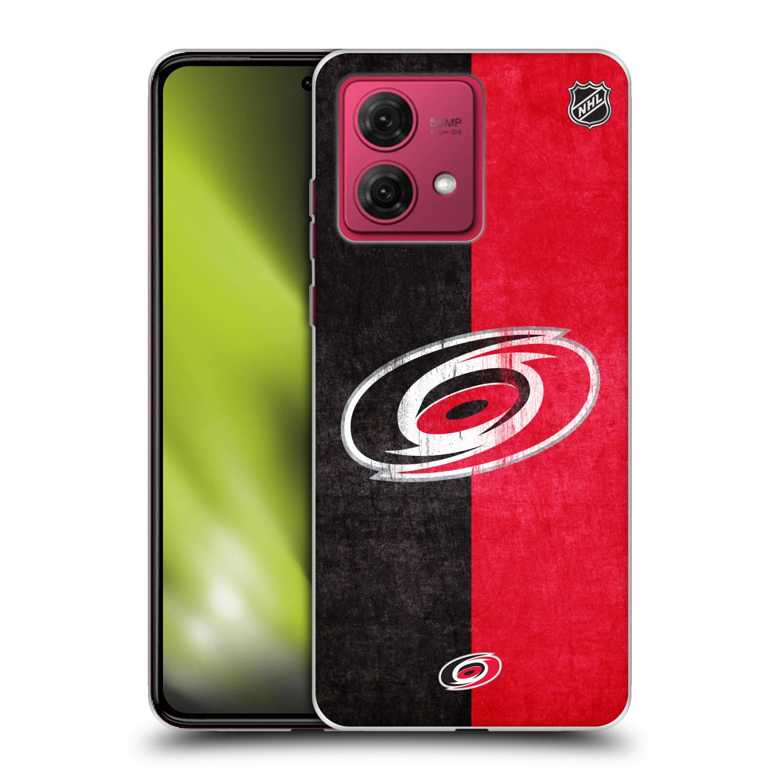 Silikonové pouzdro na mobil Motorola Moto G84 5G - NHL - Půlené logo Carolina Hurricanes (Silikonový kryt, obal, pouzdro na mobilní telefon Motorola Moto G84 5G s licencovaným motivem NHL - Půlené logo Carolina Hurricanes)