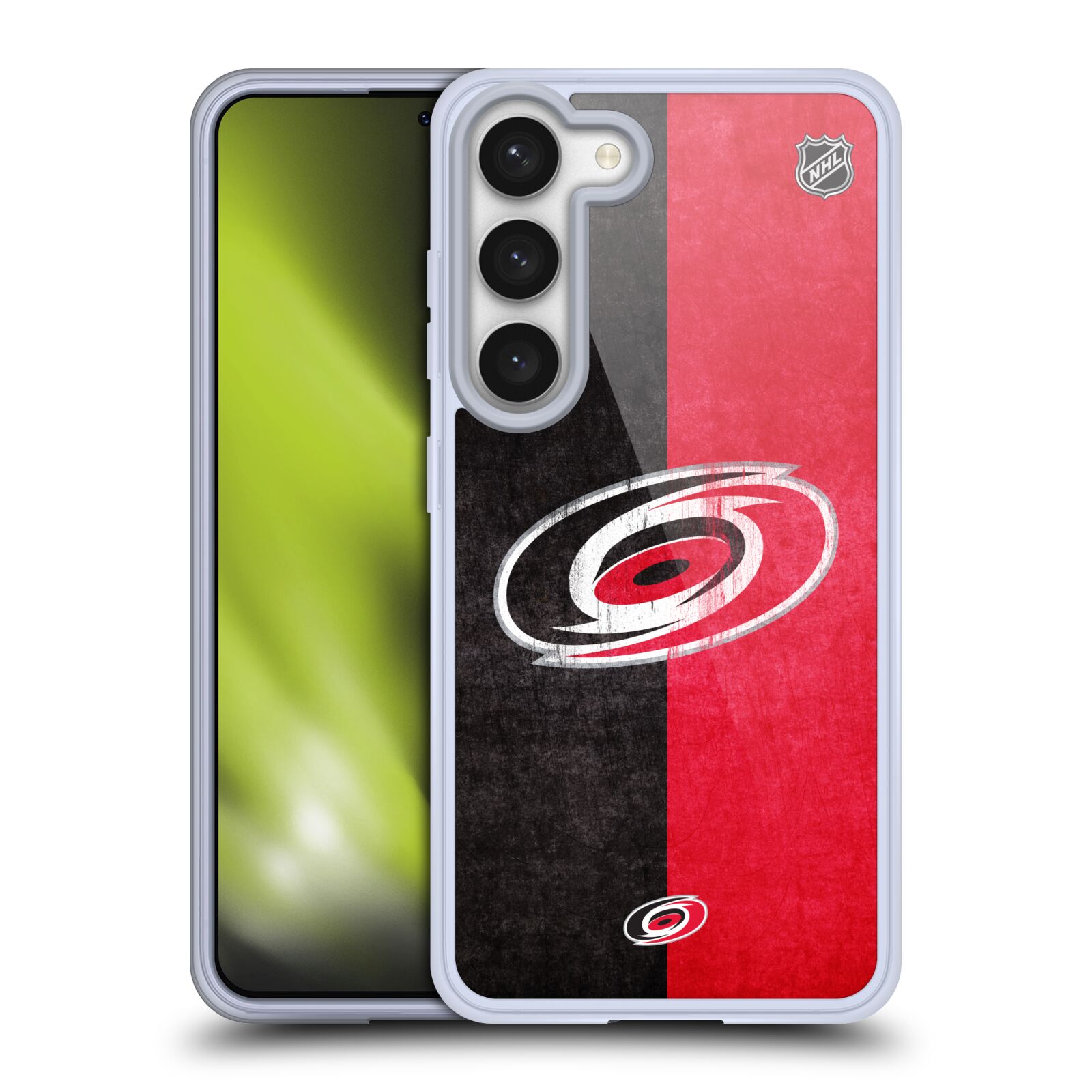 Silikonové pouzdro na mobil Samsung Galaxy S23 - NHL - Půlené logo Carolina Hurricanes (Silikonový kryt, obal, pouzdro na mobilní telefon Samsung Galaxy S23 s licencovaným motivem NHL - Půlené logo Carolina Hurricanes)