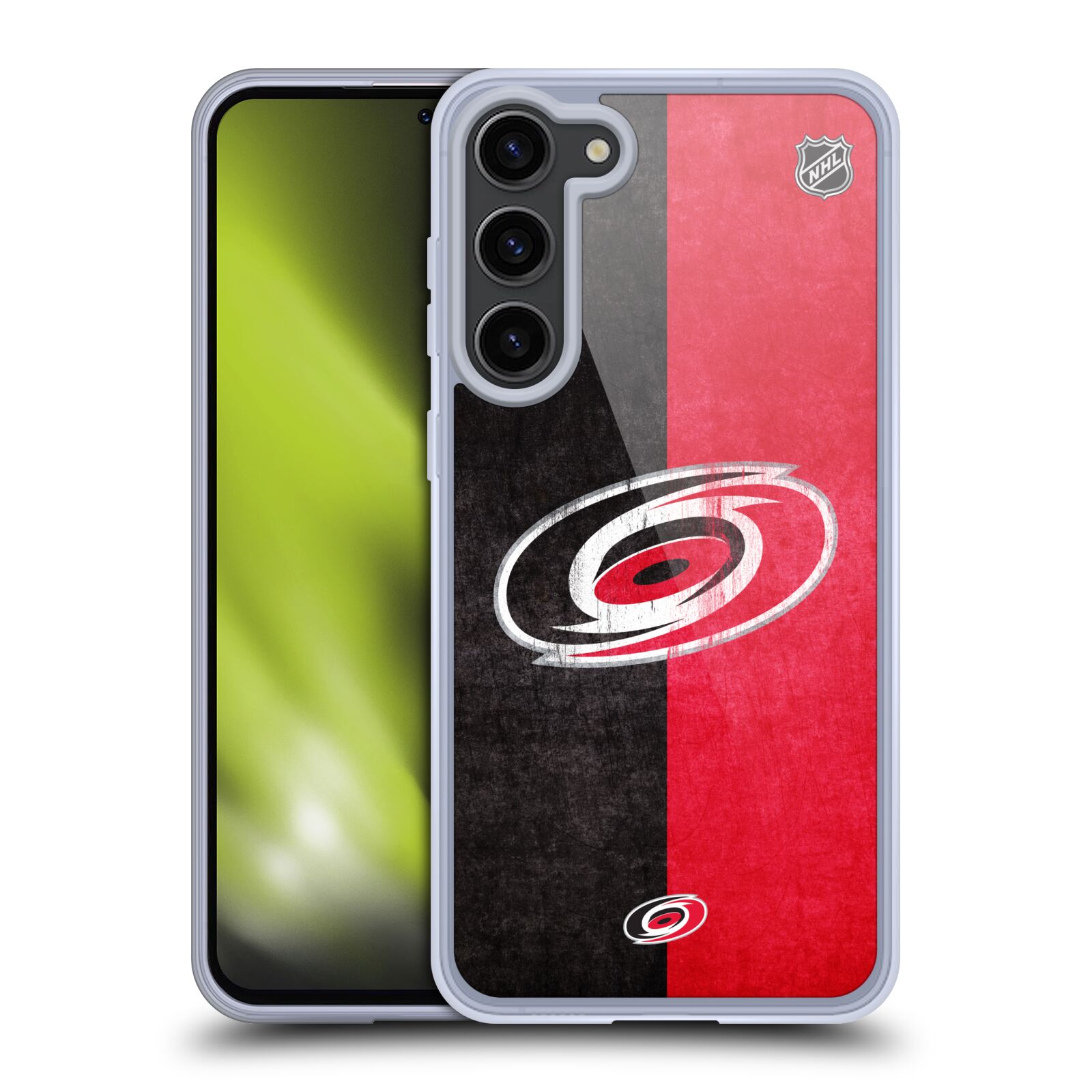 Silikonové pouzdro na mobil Samsung Galaxy S23 Plus - NHL - Půlené logo Carolina Hurricanes (Silikonový kryt, obal, pouzdro na mobilní telefon Samsung Galaxy S23 Plus s licencovaným motivem NHL - Půlené logo Carolina Hurricanes)