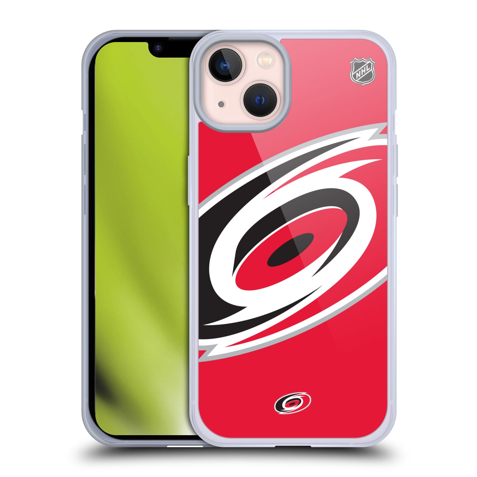 Silikonové pouzdro na mobil Apple iPhone 13 - NHL - Velké logo Carolina Hurricanes (Silikonový kryt, obal, pouzdro na mobilní telefon Apple iPhone 13 s licencovaným motivem NHL - Velké logo Carolina Hurricanes)