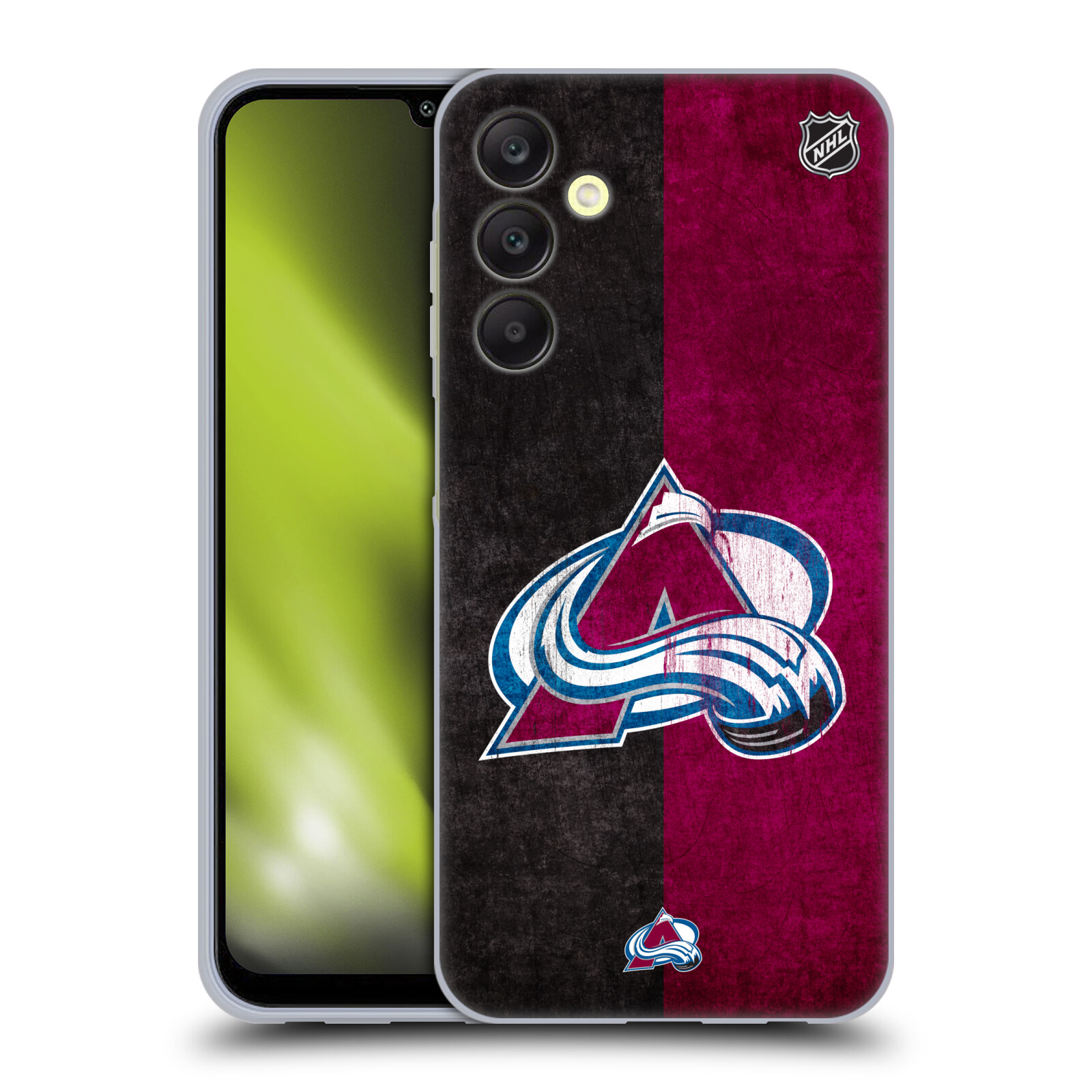 Silikonové pouzdro na mobil Samsung Galaxy A25 5G - NHL - Půlené logo Colorado Avalanche (Silikonový kryt, obal, pouzdro na mobilní telefon Samsung Galaxy A25 5G s licencovaným motivem NHL - Půlené logo Colorado Avalanche)