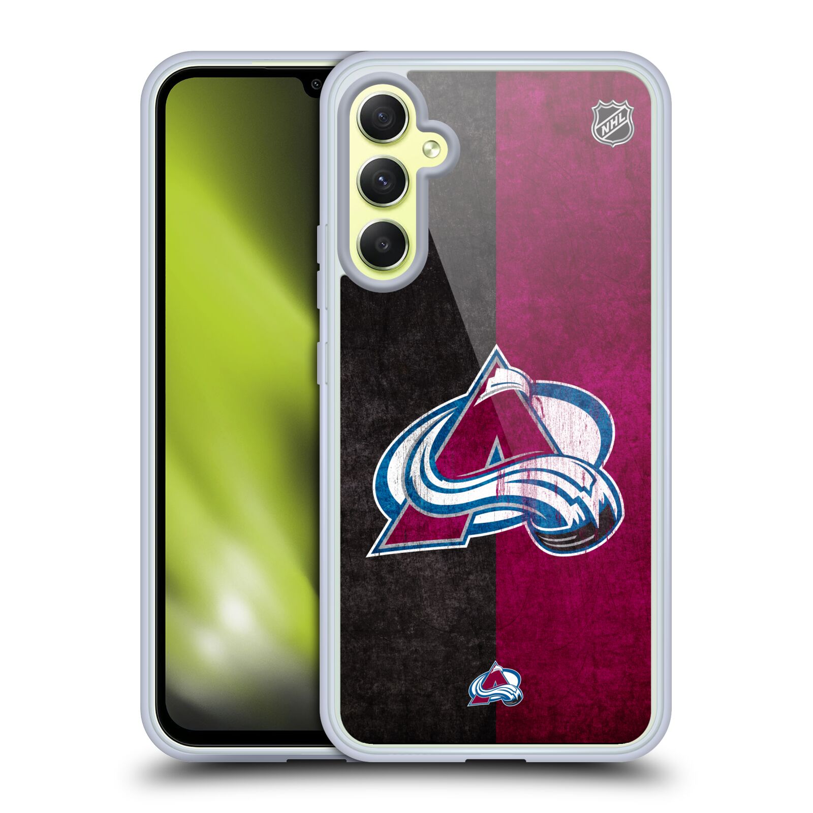 Silikonové pouzdro na mobil Samsung Galaxy A34 5G - NHL - Půlené logo Colorado Avalanche (Silikonový kryt, obal, pouzdro na mobilní telefon Samsung Galaxy A34 5G s licencovaným motivem NHL - Půlené logo Colorado Avalanche)
