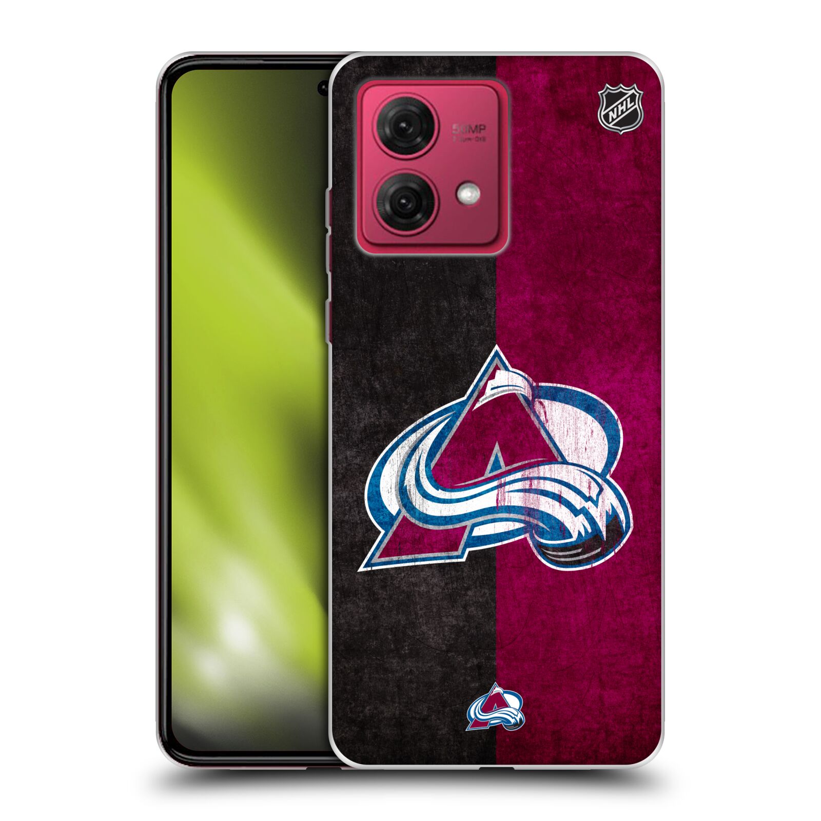 Silikonové pouzdro na mobil Motorola Moto G84 5G - NHL - Půlené logo Colorado Avalanche (Silikonový kryt, obal, pouzdro na mobilní telefon Motorola Moto G84 5G s licencovaným motivem NHL - Půlené logo Colorado Avalanche)