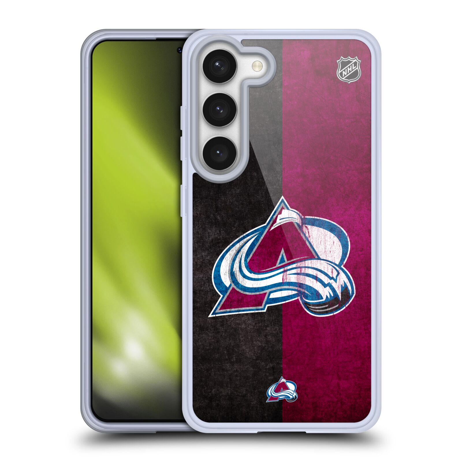 Silikonové pouzdro na mobil Samsung Galaxy S23 - NHL - Půlené logo Colorado Avalanche (Silikonový kryt, obal, pouzdro na mobilní telefon Samsung Galaxy S23 s licencovaným motivem NHL - Půlené logo Colorado Avalanche)