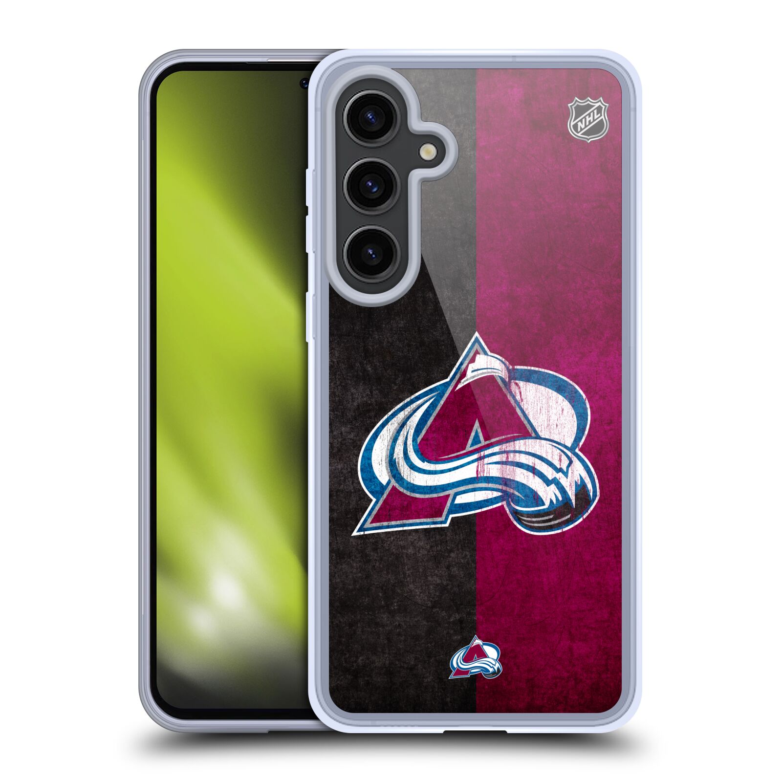 Silikonové lesklé pouzdro na mobil Samsung Galaxy S24 Plus - NHL - Půlené logo Colorado Avalanche (Silikonový kryt, obal, pouzdro na mobilní telefon Samsung Galaxy S24 Plus s licencovaným motivem NHL - Půlené logo Colorado Avalanche)