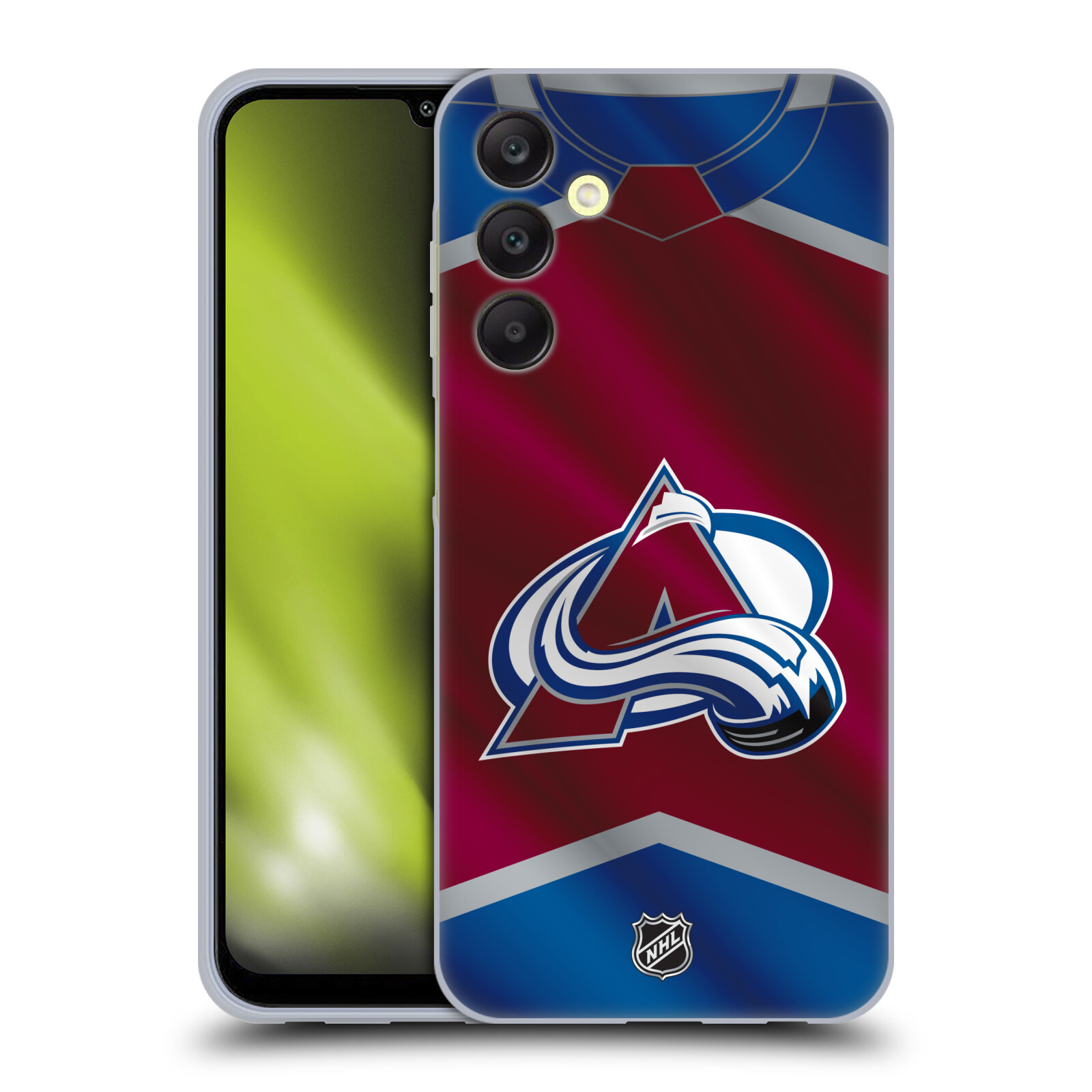 Silikonové pouzdro na mobil Samsung Galaxy A25 5G - NHL - Dres Colorado Avalanche (Silikonový kryt, obal, pouzdro na mobilní telefon Samsung Galaxy A25 5G s licencovaným motivem NHL - Dres Colorado Avalanche)