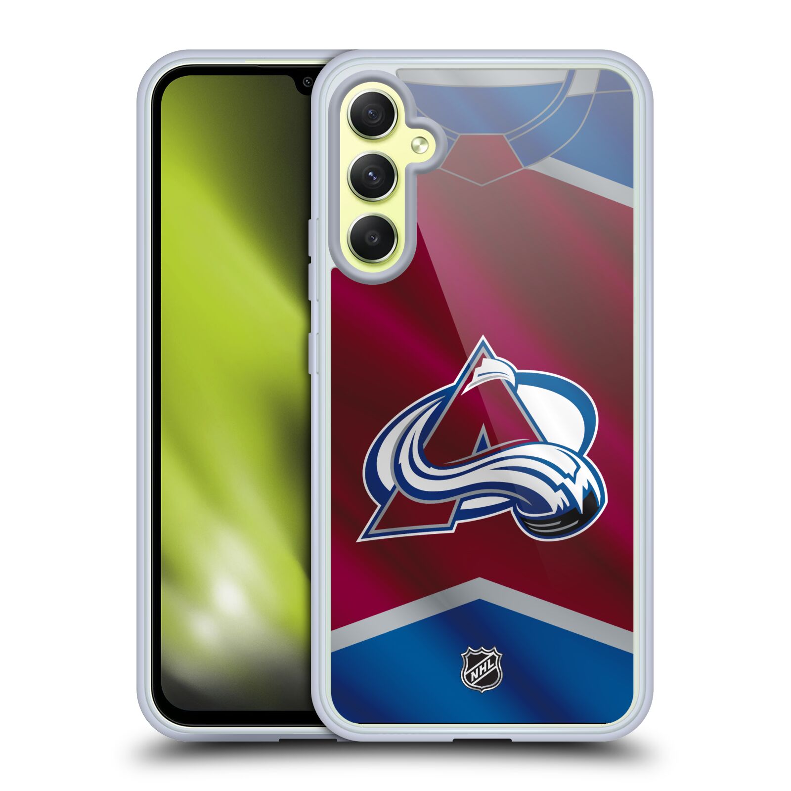 Silikonové pouzdro na mobil Samsung Galaxy A34 5G - NHL - Dres Colorado Avalanche (Silikonový kryt, obal, pouzdro na mobilní telefon Samsung Galaxy A34 5G s licencovaným motivem NHL - Dres Colorado Avalanche)