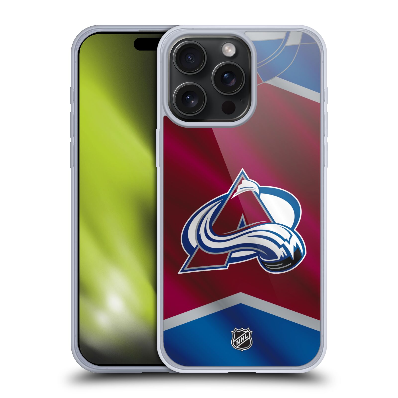 Silikonové lesklé pouzdro na mobil Apple iPhone 15 Pro Max - NHL - Dres Colorado Avalanche (Silikonový lesklý kryt, obal, pouzdro na mobilní telefon Apple iPhone 15 Pro Max s licencovaným motivem NHL - Dres Colorado Avalanche)