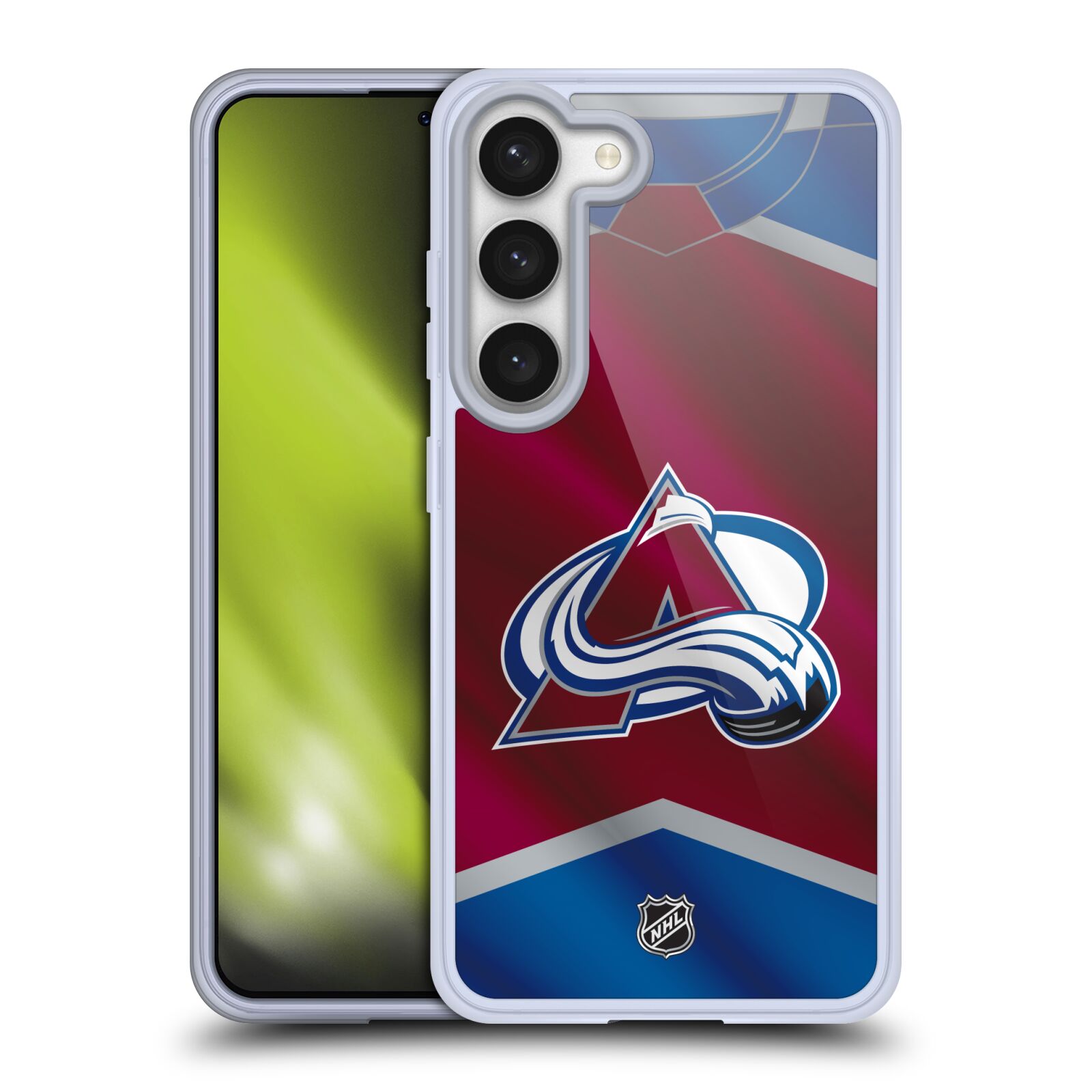 Silikonové pouzdro na mobil Samsung Galaxy S23 - NHL - Dres Colorado Avalanche (Silikonový kryt, obal, pouzdro na mobilní telefon Samsung Galaxy S23 s licencovaným motivem NHL - Dres Colorado Avalanche)