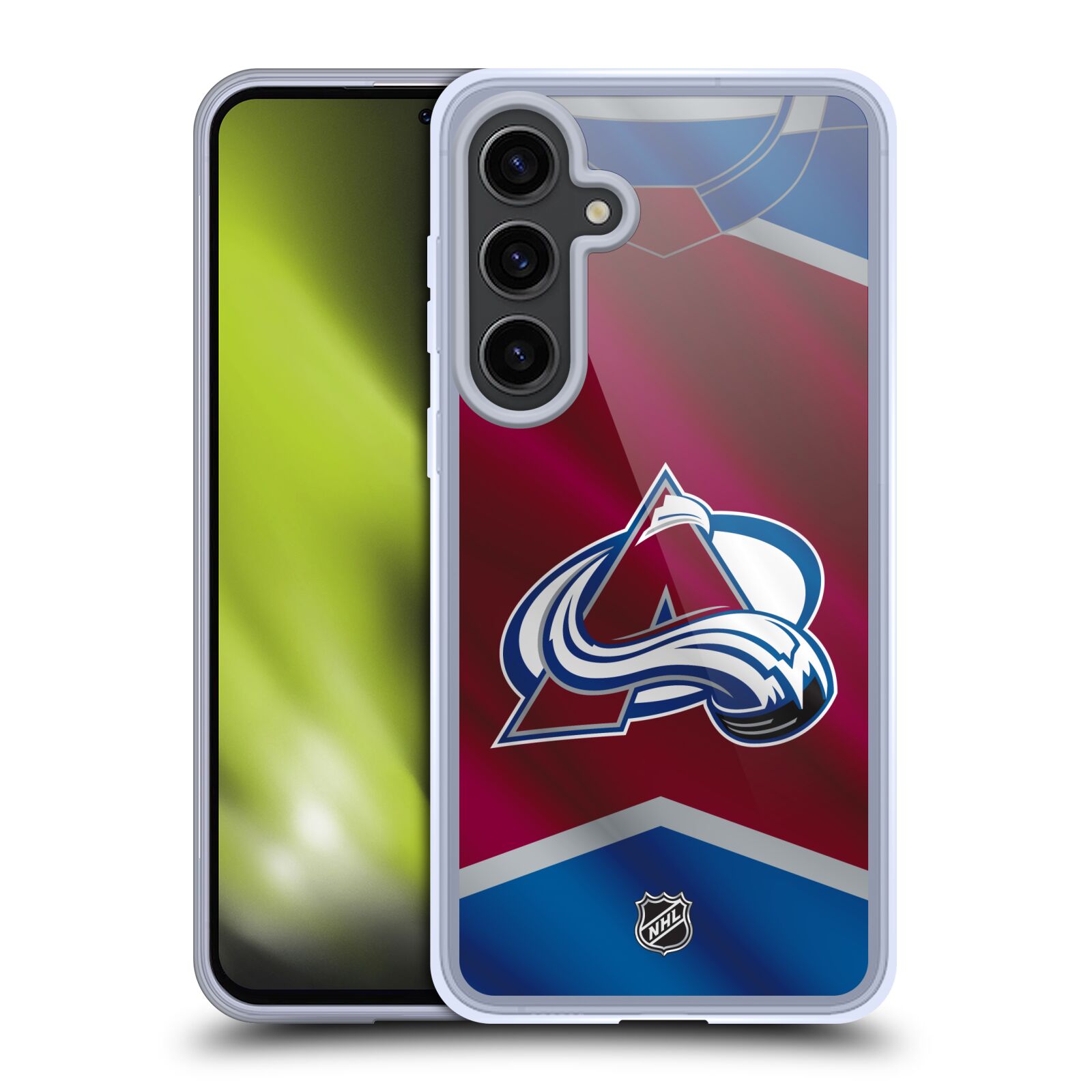 Silikonové lesklé pouzdro na mobil Samsung Galaxy S24 Plus - NHL - Dres Colorado Avalanche (Silikonový kryt, obal, pouzdro na mobilní telefon Samsung Galaxy S24 Plus s licencovaným motivem NHL - Dres Colorado Avalanche)