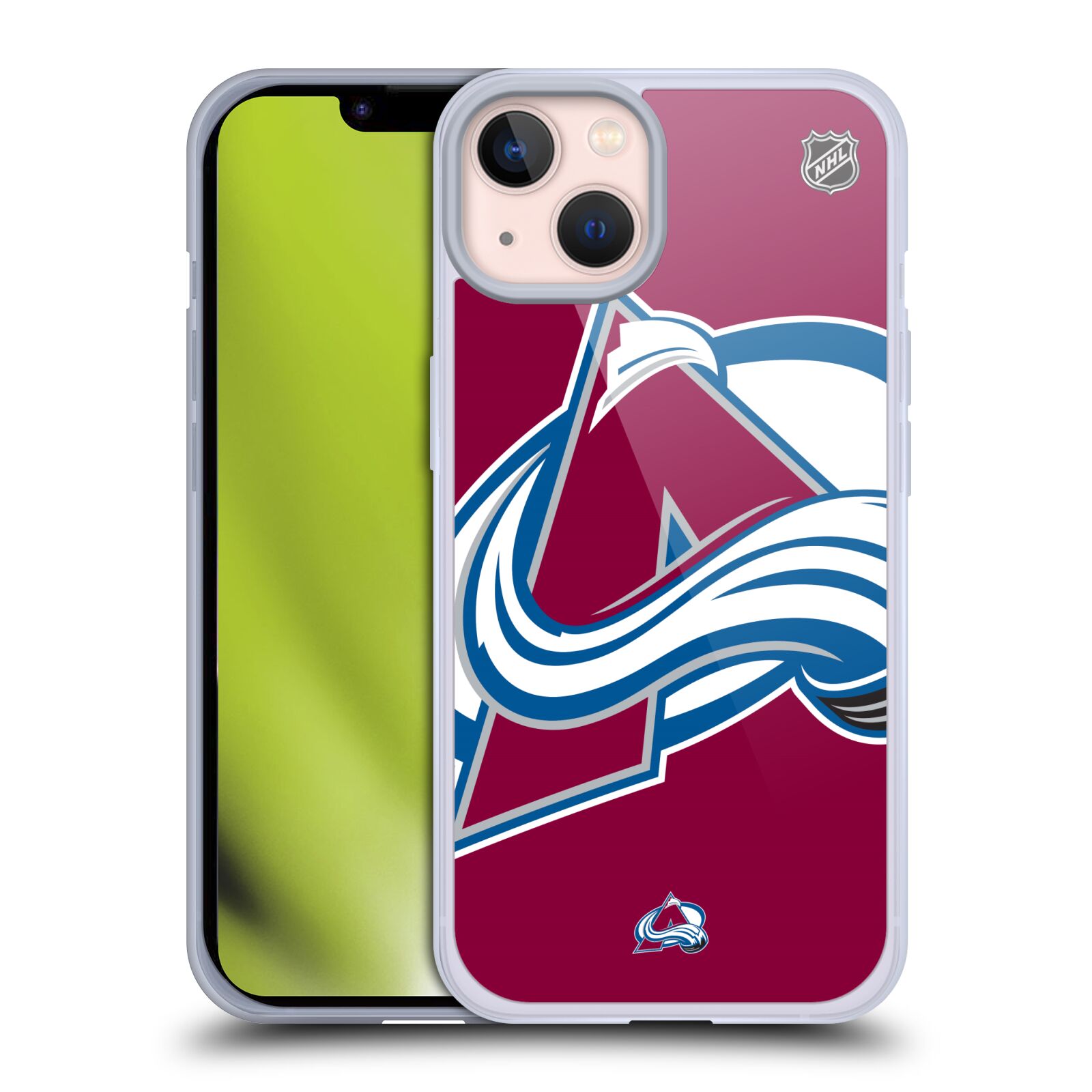 Silikonové pouzdro na mobil Apple iPhone 13 - NHL - Velké logo Colorado Avalanche (Silikonový kryt, obal, pouzdro na mobilní telefon Apple iPhone 13 s licencovaným motivem NHL - Velké logo Colorado Avalanche)
