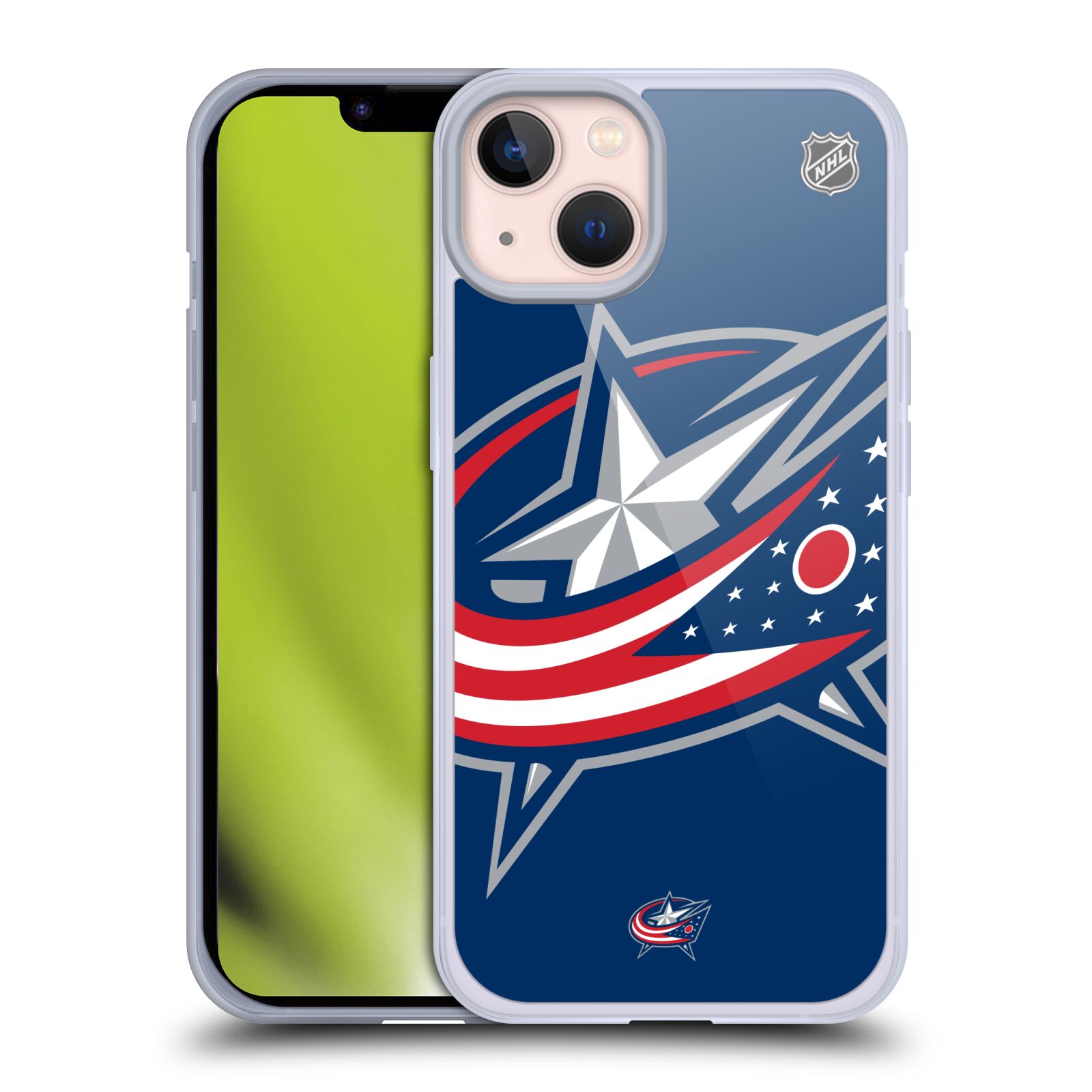 Silikonové pouzdro na mobil Apple iPhone 13 - NHL - Velké logo Columbus Blue Jackets (Silikonový kryt, obal, pouzdro na mobilní telefon Apple iPhone 13 s licencovaným motivem NHL - Velké logo Columbus Blue Jackets)