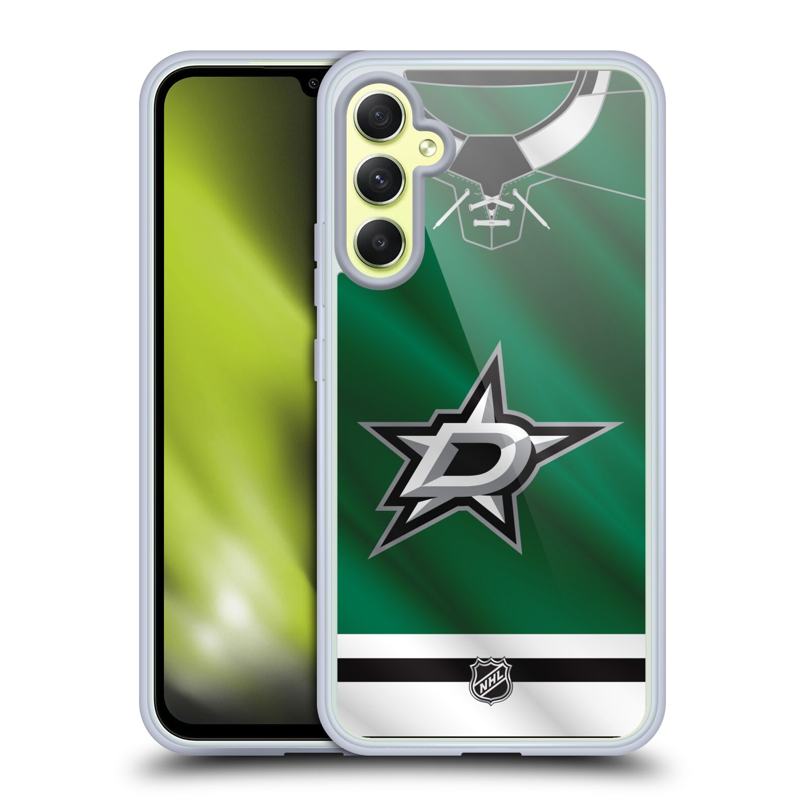 Silikonové pouzdro na mobil Samsung Galaxy A34 5G - NHL - Dres Dallas Stars (Silikonový kryt, obal, pouzdro na mobilní telefon Samsung Galaxy A34 5G s licencovaným motivem NHL - Dres Dallas Stars)