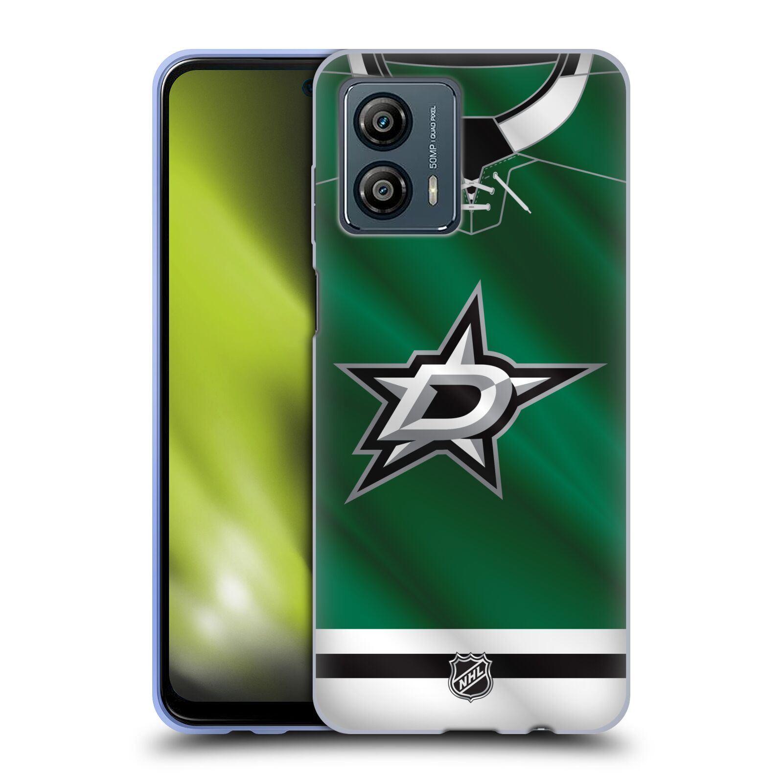 Silikonové pouzdro na mobil Motorola Moto G53 5G - NHL - Dres Dallas Stars (Silikonový kryt, obal, pouzdro na mobilní telefon Motorola Moto G53 5G s licencovaným motivem NHL - Dres Dallas Stars)