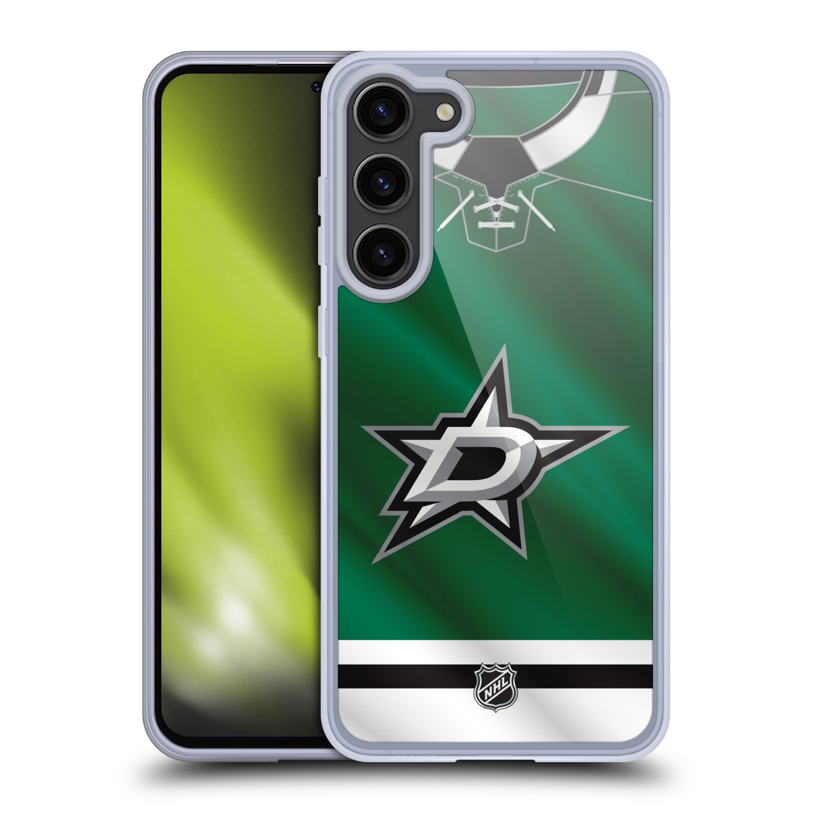 Silikonové pouzdro na mobil Samsung Galaxy S23 Plus - NHL - Dres Dallas Stars (Silikonový kryt, obal, pouzdro na mobilní telefon Samsung Galaxy S23 Plus s licencovaným motivem NHL - Dres Dallas Stars)