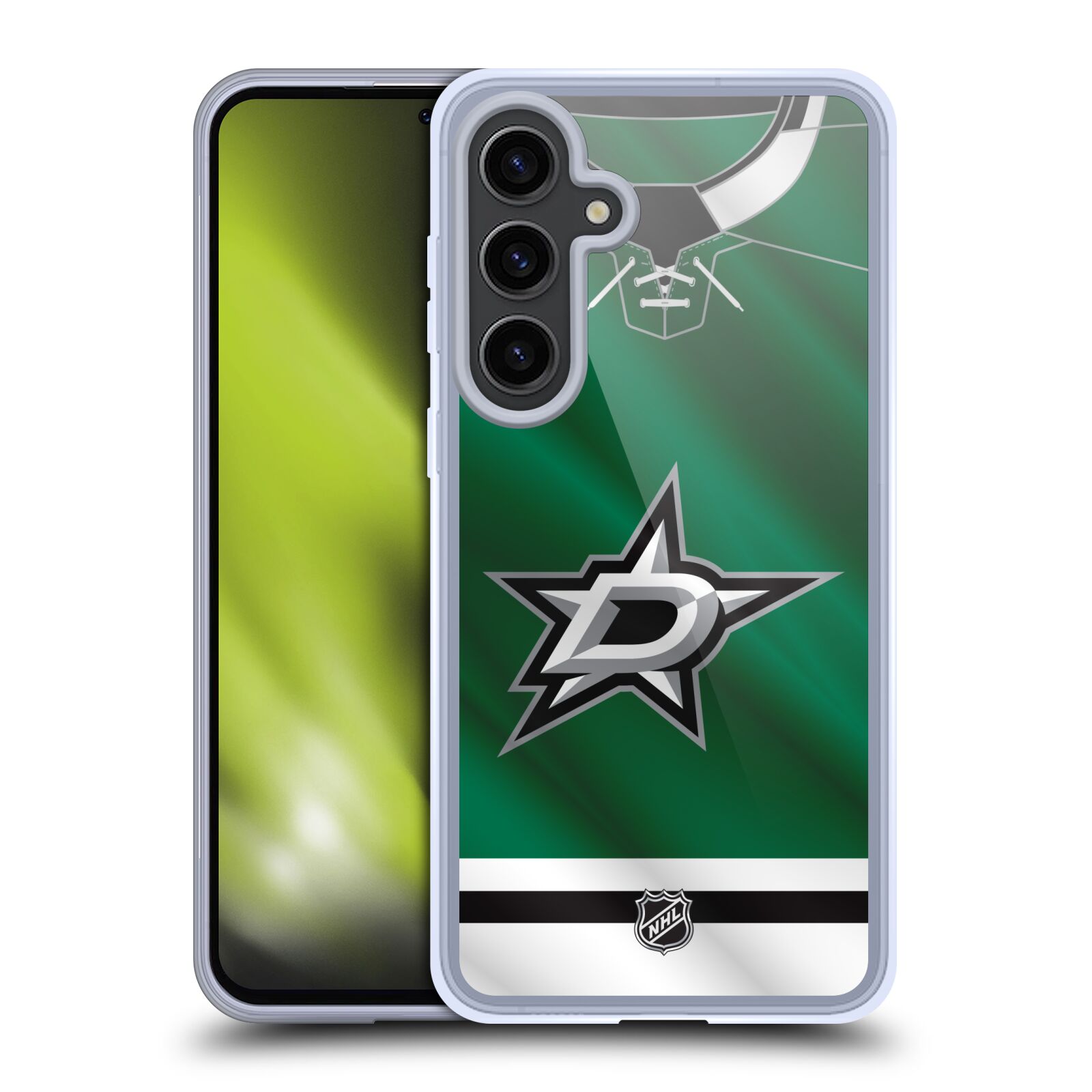 Silikonové lesklé pouzdro na mobil Samsung Galaxy S24 Plus - NHL - Dres Dallas Stars (Silikonový kryt, obal, pouzdro na mobilní telefon Samsung Galaxy S24 Plus s licencovaným motivem NHL - Dres Dallas Stars)