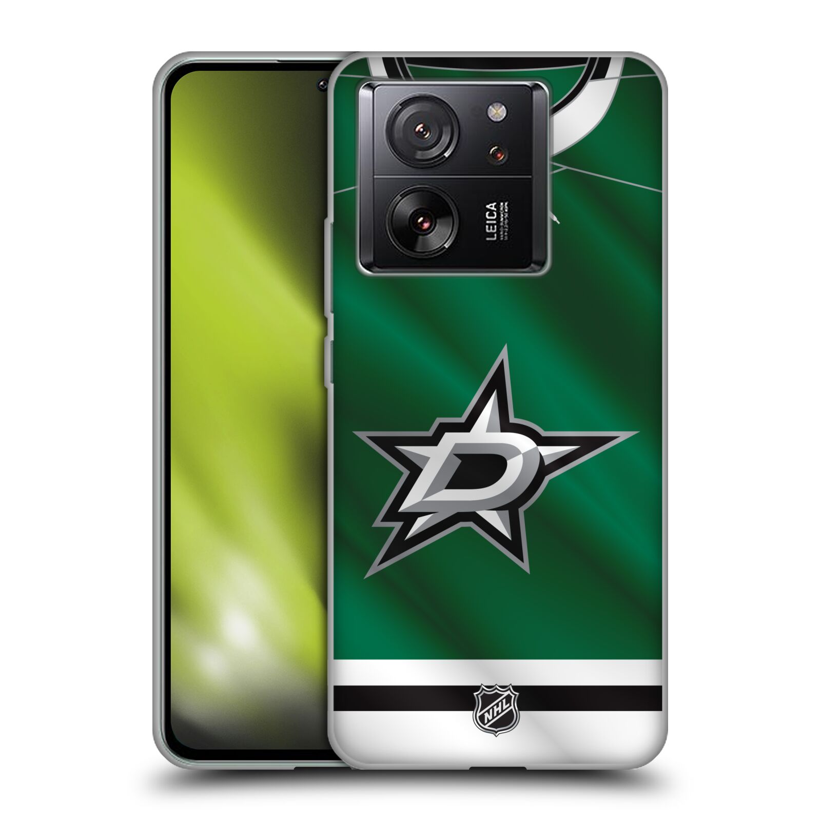 Silikonové pouzdro na mobil Xiaomi 13T / 13T Pro - NHL - Dres Dallas Stars (Silikonový kryt, obal, pouzdro na mobilní telefon Xiaomi 13T / 13T Pro s licencovaným motivem NHL - Dres Dallas Stars)