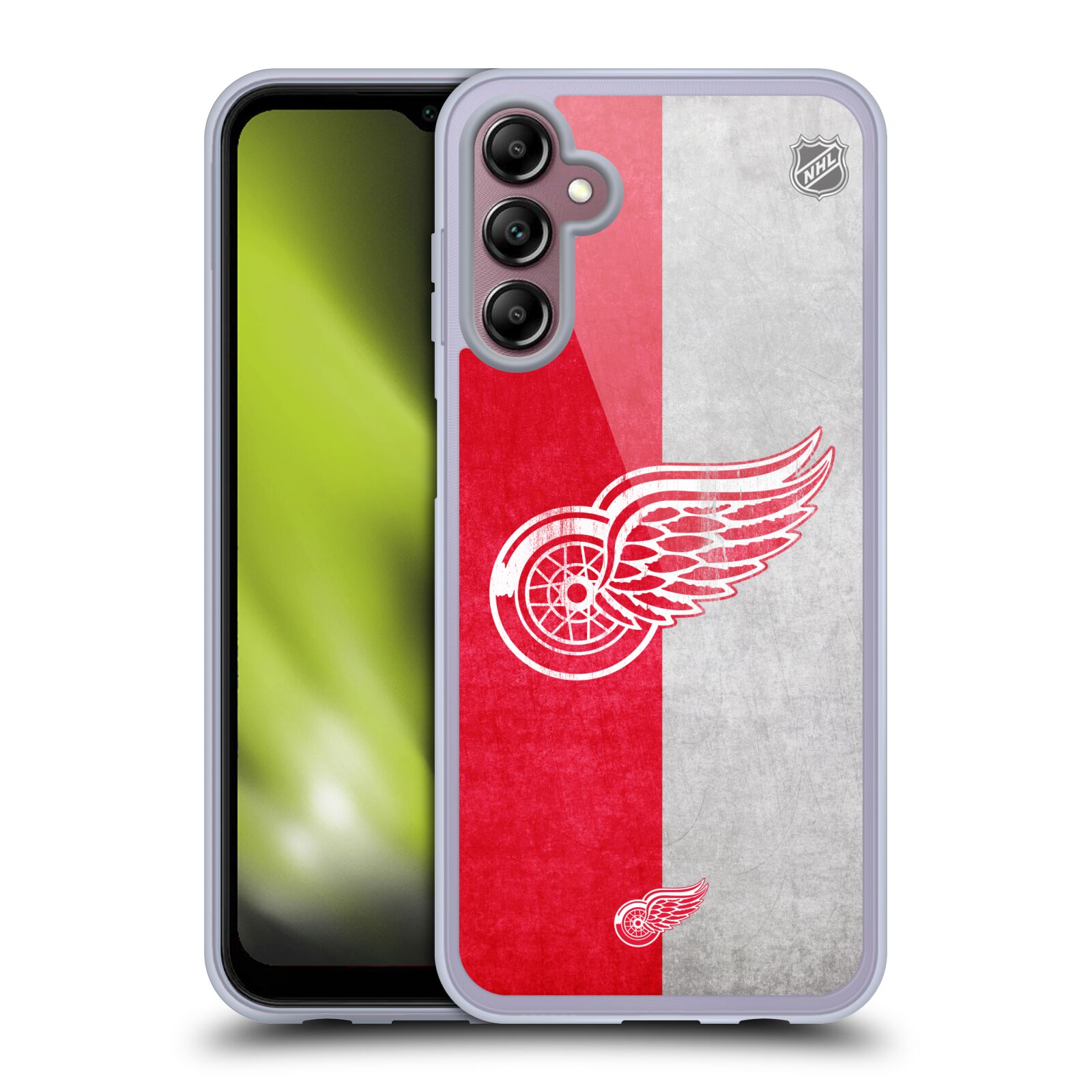 Silikonové pouzdro na mobil Samsung Galaxy A14 5G / LTE - NHL - Půlené logo Detroit Red Wings (Silikonový kryt, obal, pouzdro na mobilní telefon Samsung Galaxy A14 5G / LTE s licencovaným motivem NHL - Půlené logo Detroit Red Wings)