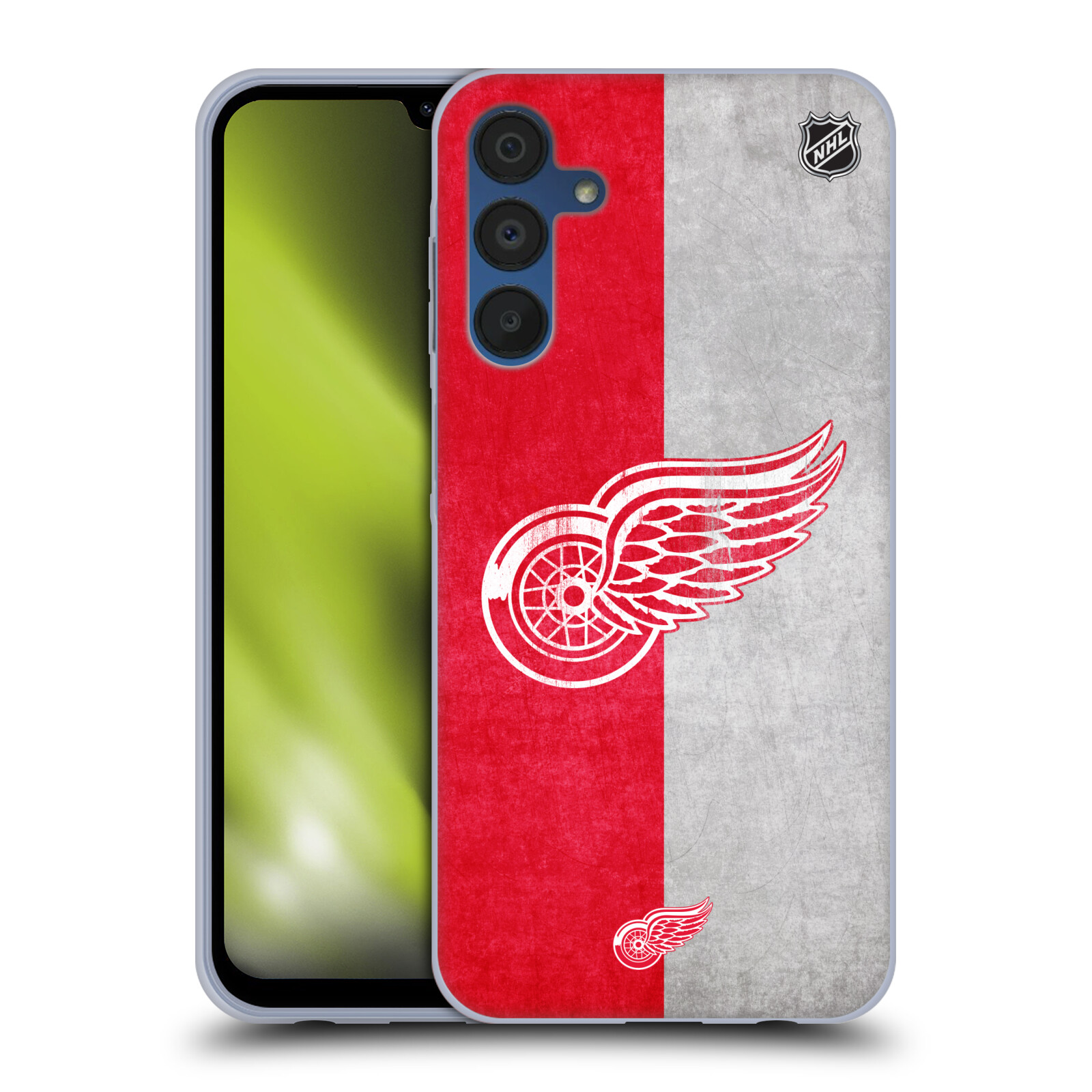 Silikonové pouzdro na mobil Samsung Galaxy A15 / A15 5G - NHL - Půlené logo Detroit Red Wings (Silikonový kryt, obal, pouzdro na mobilní telefon Samsung Galaxy A15 / A15 5G s licencovaným motivem NHL - Půlené logo Detroit Red Wings)