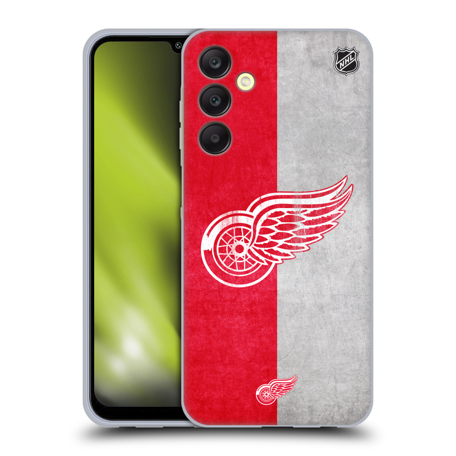 Silikonové pouzdro na mobil Samsung Galaxy A25 5G - NHL - Půlené logo Detroit Red Wings (Silikonový kryt, obal, pouzdro na mobilní telefon Samsung Galaxy A25 5G s licencovaným motivem NHL - Půlené logo Detroit Red Wings)