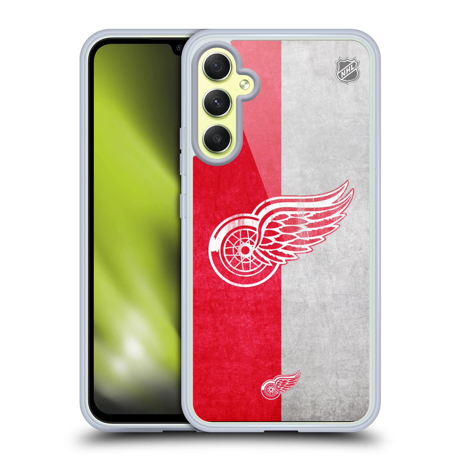 Silikonové pouzdro na mobil Samsung Galaxy A34 5G - NHL - Půlené logo Detroit Red Wings (Silikonový kryt, obal, pouzdro na mobilní telefon Samsung Galaxy A34 5G s licencovaným motivem NHL - Půlené logo Detroit Red Wings)