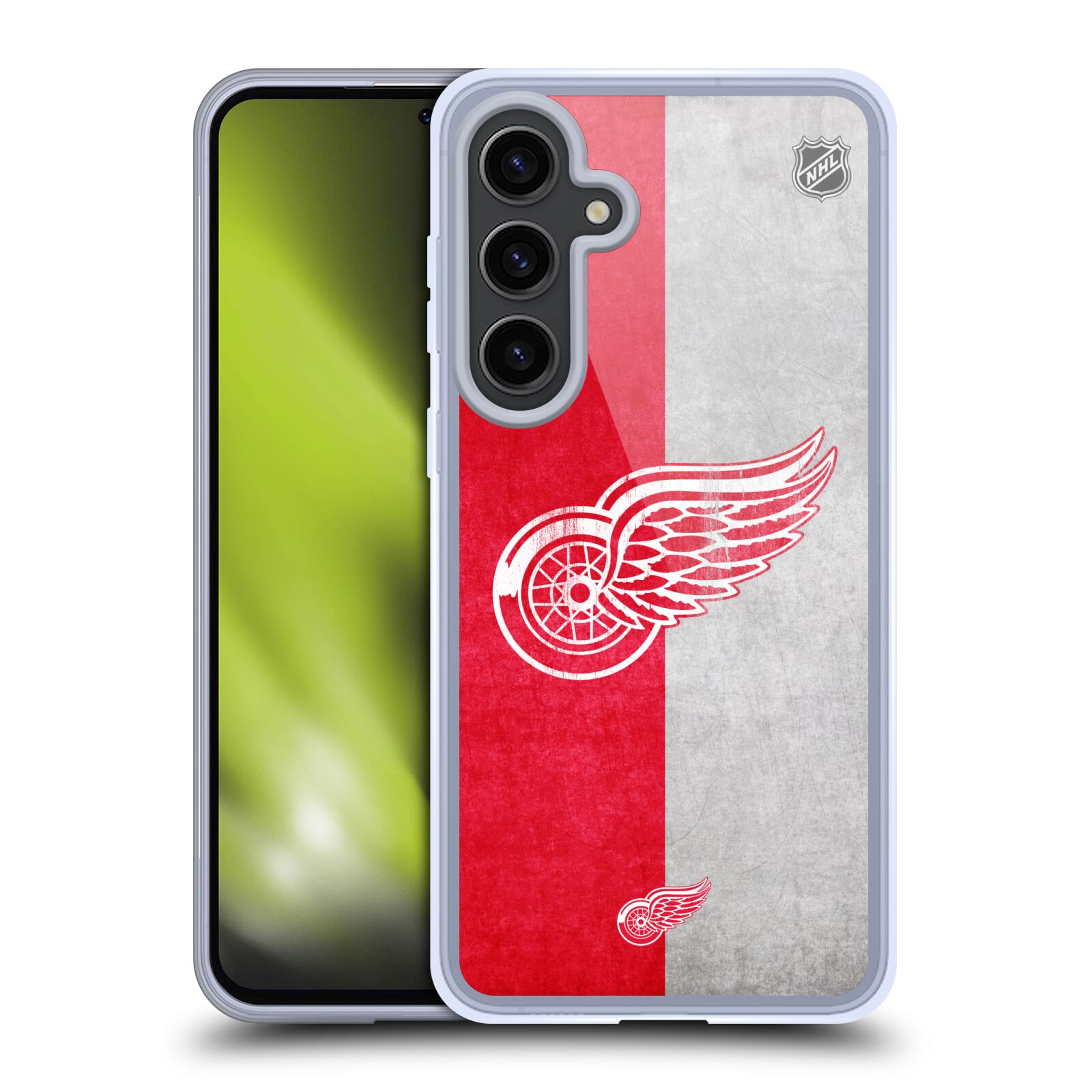 Silikonové lesklé pouzdro na mobil Samsung Galaxy S24 Plus - NHL - Půlené logo Detroit Red Wings (Silikonový kryt, obal, pouzdro na mobilní telefon Samsung Galaxy S24 Plus s licencovaným motivem NHL - Půlené logo Detroit Red Wings)