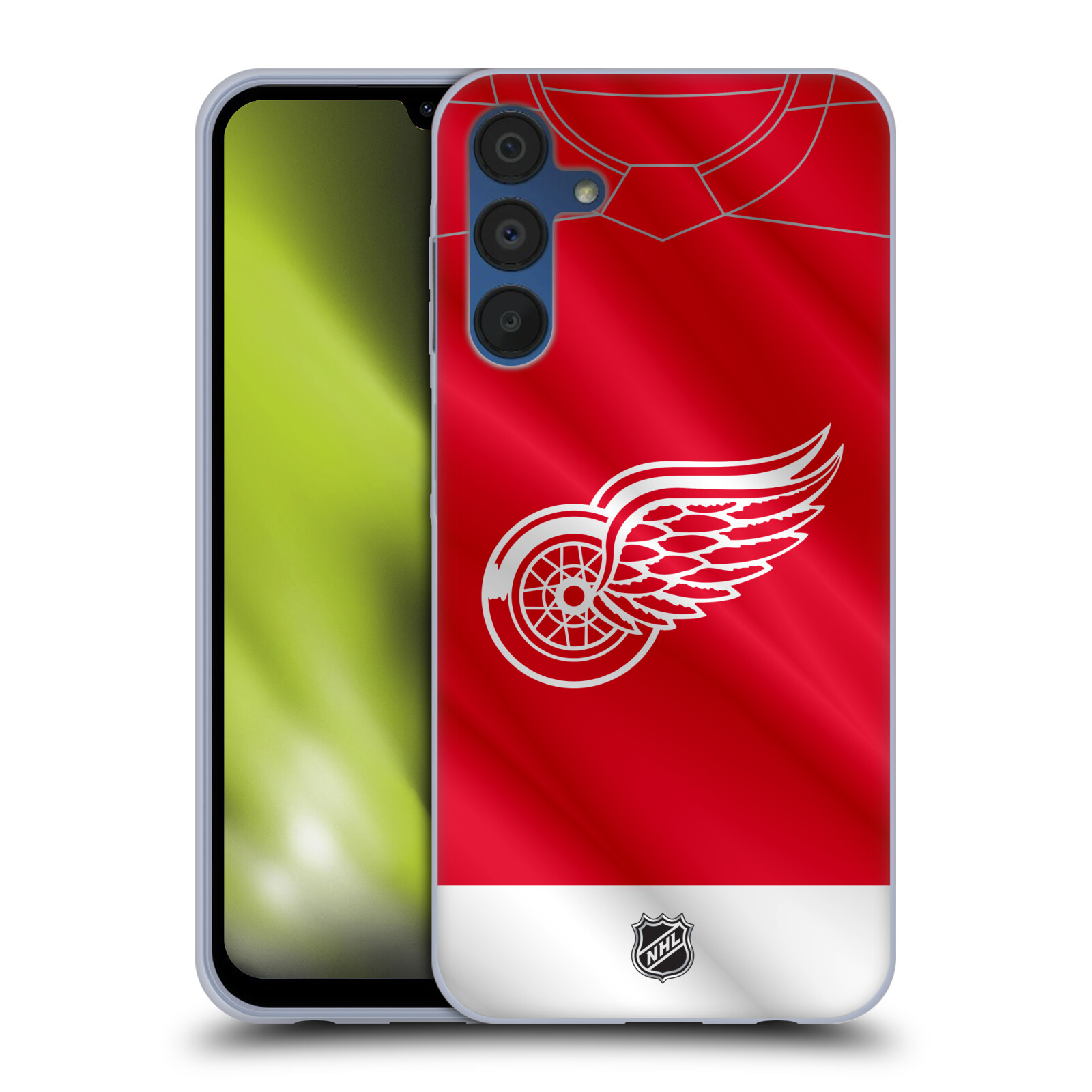 Silikonové pouzdro na mobil Samsung Galaxy A15 / A15 5G - NHL - Dres Detroit Red Wings (Silikonový kryt, obal, pouzdro na mobilní telefon Samsung Galaxy A15 / A15 5G s licencovaným motivem NHL - Dres Detroit Red Wings)