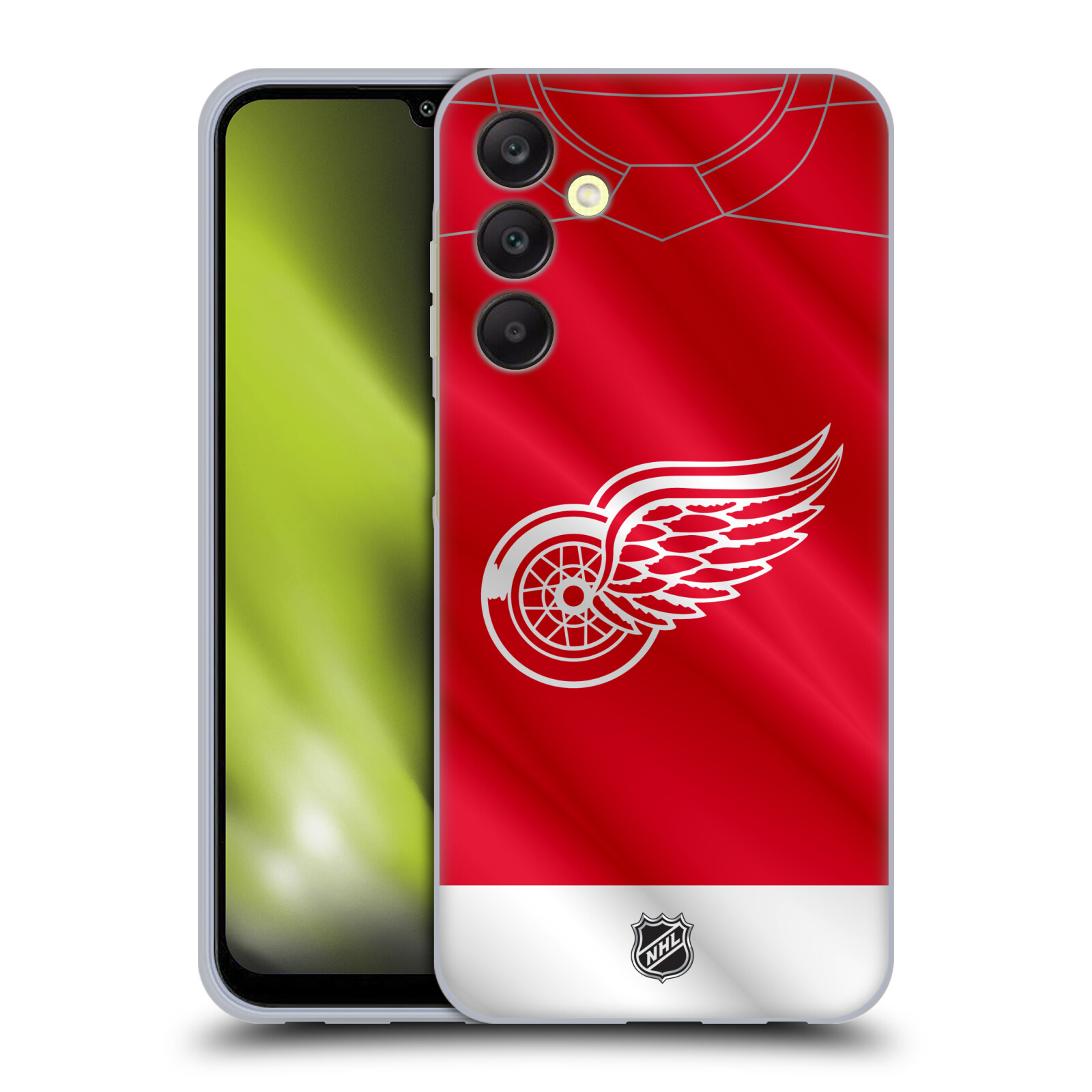 Silikonové pouzdro na mobil Samsung Galaxy A25 5G - NHL - Dres Detroit Red Wings (Silikonový kryt, obal, pouzdro na mobilní telefon Samsung Galaxy A25 5G s licencovaným motivem NHL - Dres Detroit Red Wings)