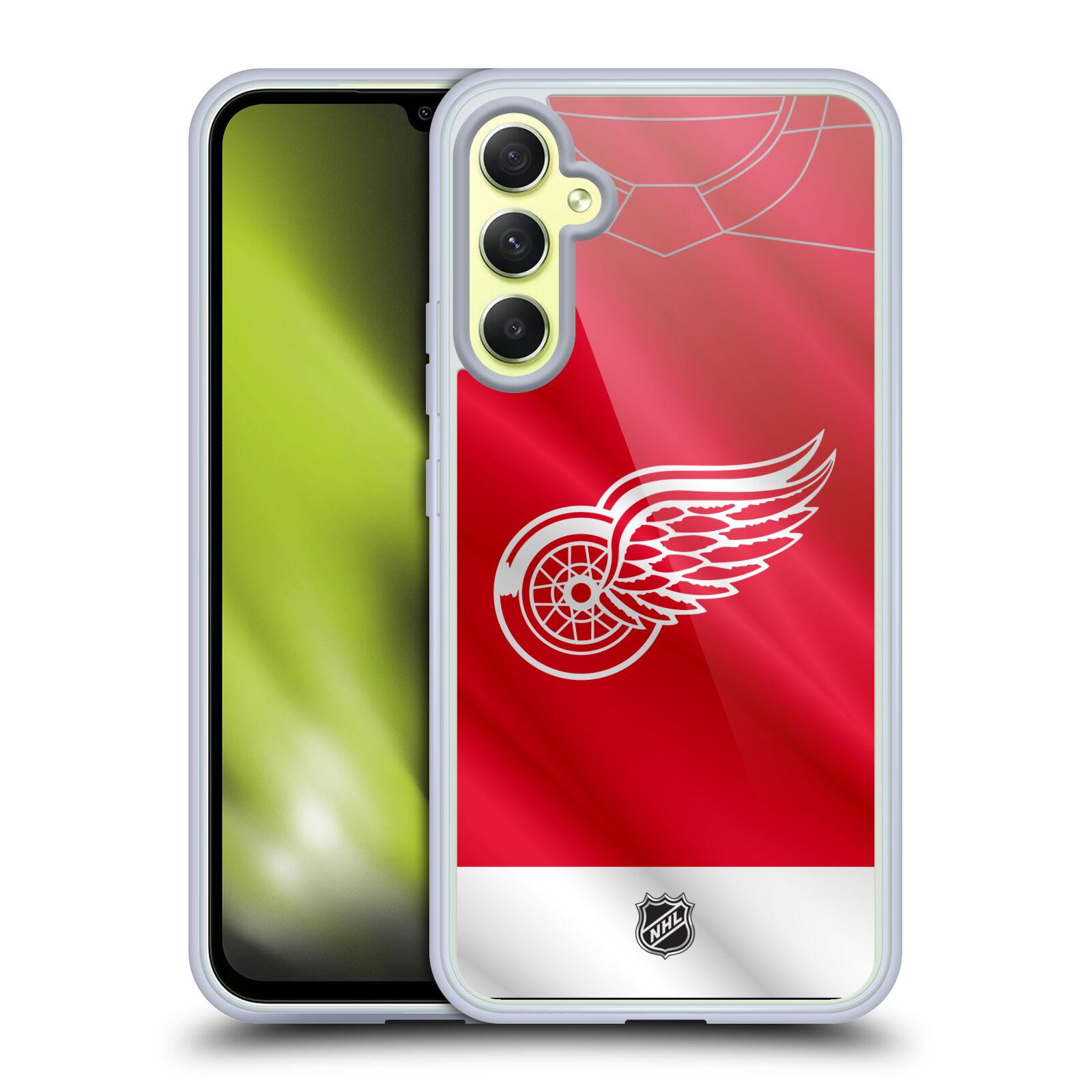 Silikonové pouzdro na mobil Samsung Galaxy A34 5G - NHL - Dres Detroit Red Wings (Silikonový kryt, obal, pouzdro na mobilní telefon Samsung Galaxy A34 5G s licencovaným motivem NHL - Dres Detroit Red Wings)