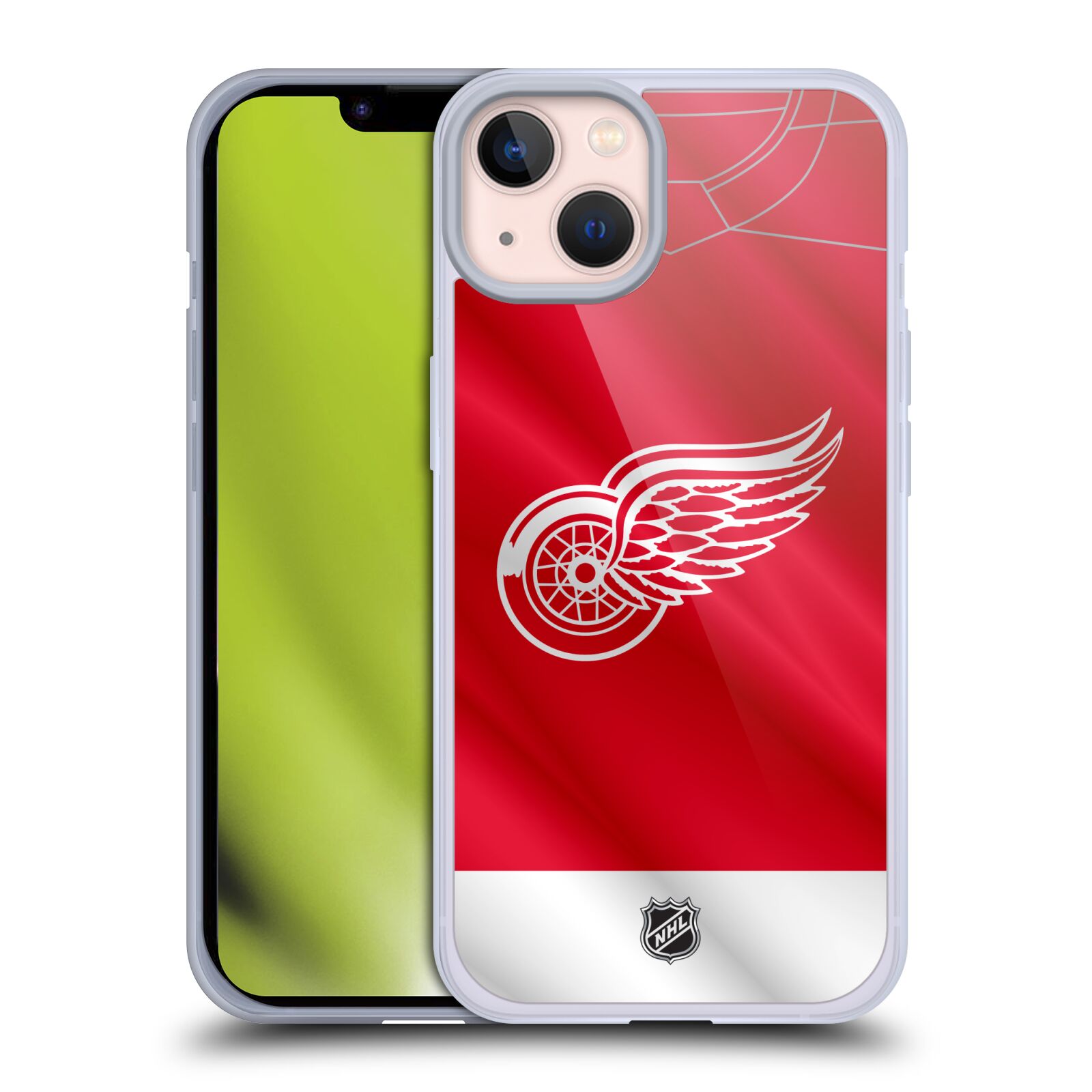 Silikonové pouzdro na mobil Apple iPhone 13 - NHL - Dres Detroit Red Wings (Silikonový kryt, obal, pouzdro na mobilní telefon Apple iPhone 13 s licencovaným motivem NHL - Dres Detroit Red Wings)