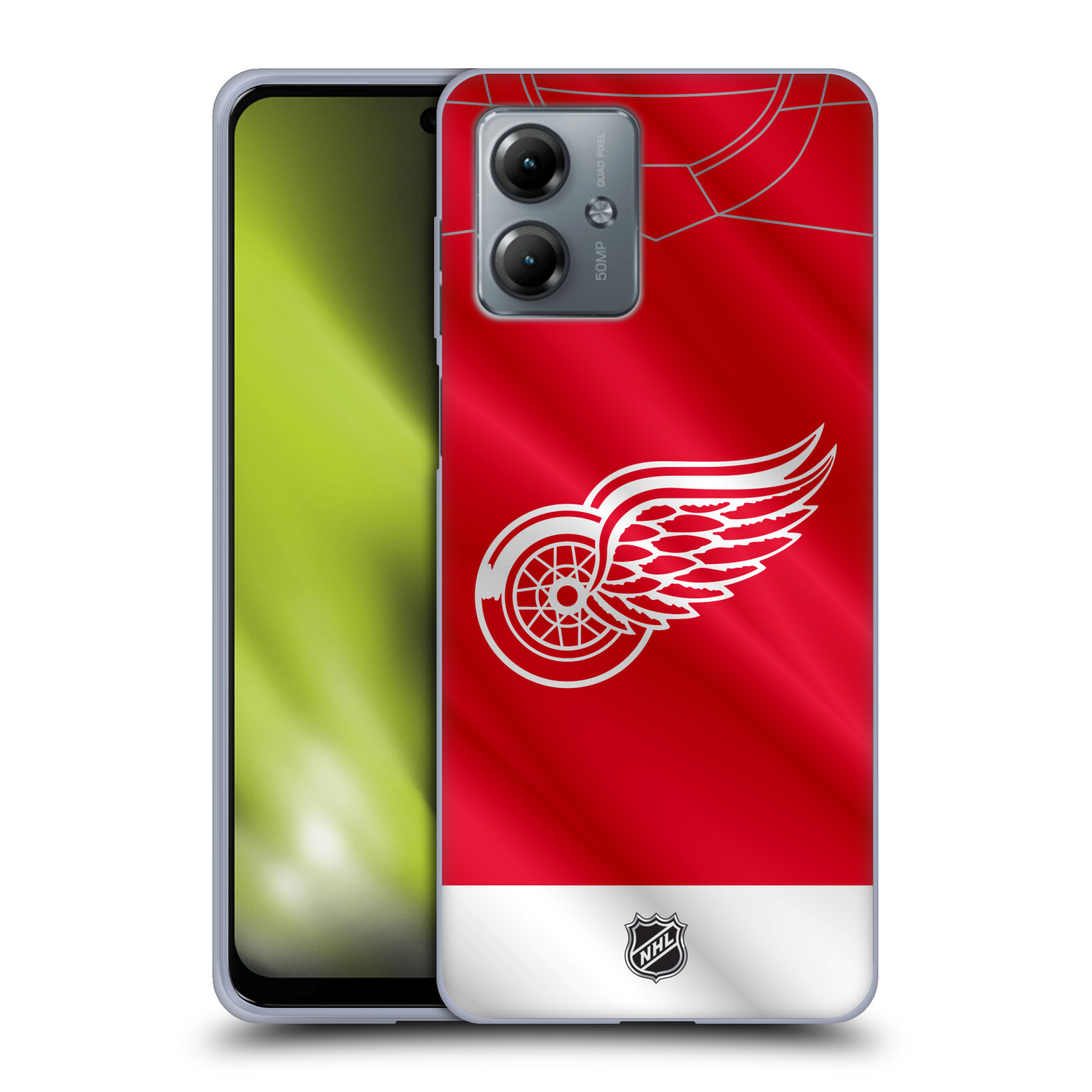 Silikonové pouzdro na mobil Motorola Moto G14 - NHL - Dres Detroit Red Wings (Silikonový kryt, obal, pouzdro na mobilní telefon Motorola Moto G14 s licencovaným motivem NHL - Dres Detroit Red Wings)
