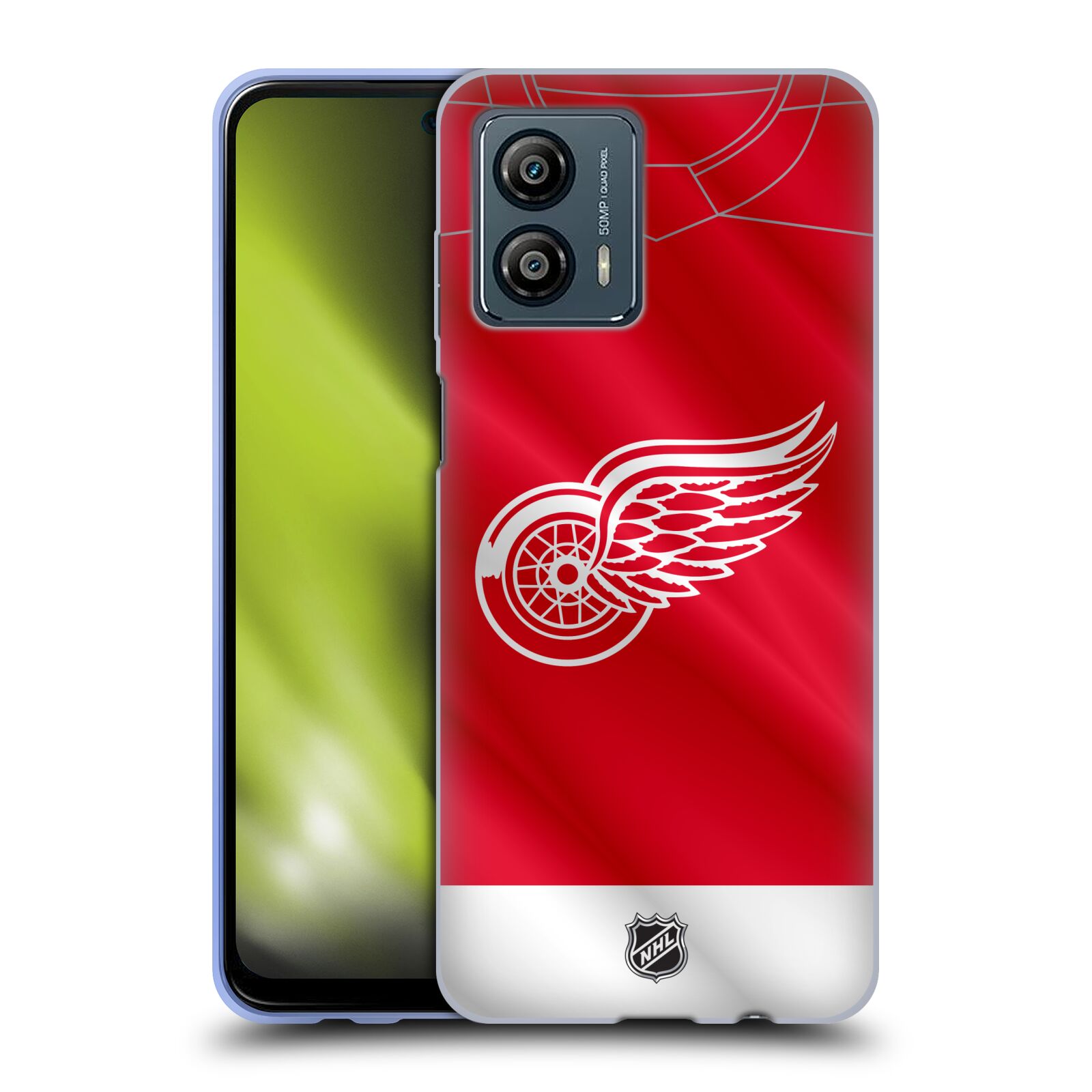 Silikonové pouzdro na mobil Motorola Moto G53 5G - NHL - Dres Detroit Red Wings (Silikonový kryt, obal, pouzdro na mobilní telefon Motorola Moto G53 5G s licencovaným motivem NHL - Dres Detroit Red Wings)