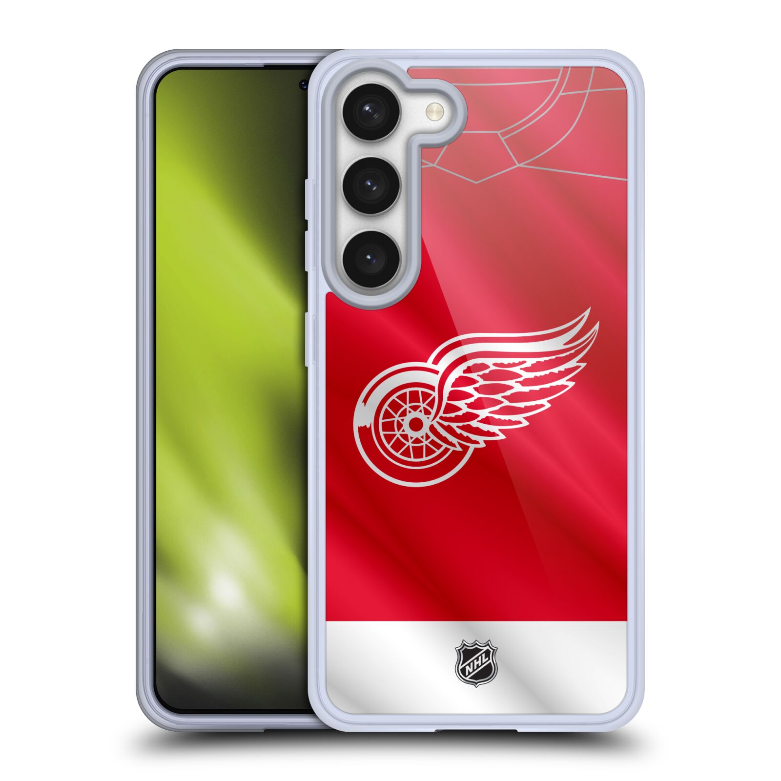 Silikonové pouzdro na mobil Samsung Galaxy S23 - NHL - Dres Detroit Red Wings (Silikonový kryt, obal, pouzdro na mobilní telefon Samsung Galaxy S23 s licencovaným motivem NHL - Dres Detroit Red Wings)