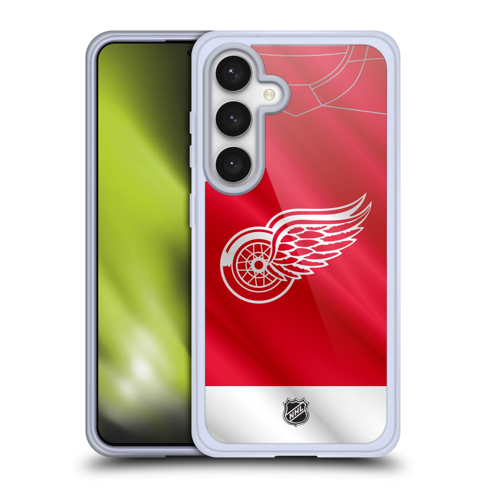 Silikonové lesklé pouzdro na mobil Samsung Galaxy S24 - NHL - Dres Detroit Red Wings (Silikonový kryt, obal, pouzdro na mobilní telefon Samsung Galaxy S24 s licencovaným motivem NHL - Dres Detroit Red Wings)