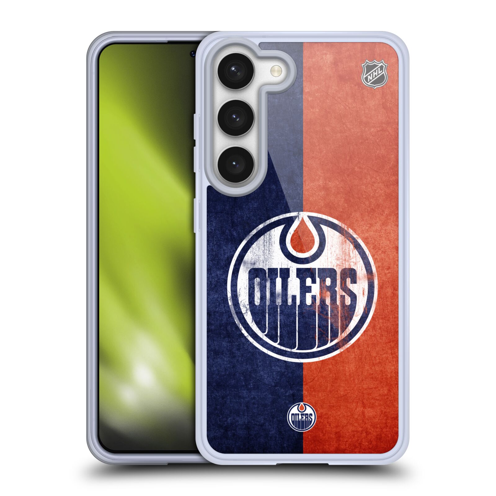Silikonové pouzdro na mobil Samsung Galaxy S23 - NHL - Půlené logo Edmonton Oilers (Silikonový kryt, obal, pouzdro na mobilní telefon Samsung Galaxy S23 s licencovaným motivem NHL - Půlené logo Edmonton Oilers)