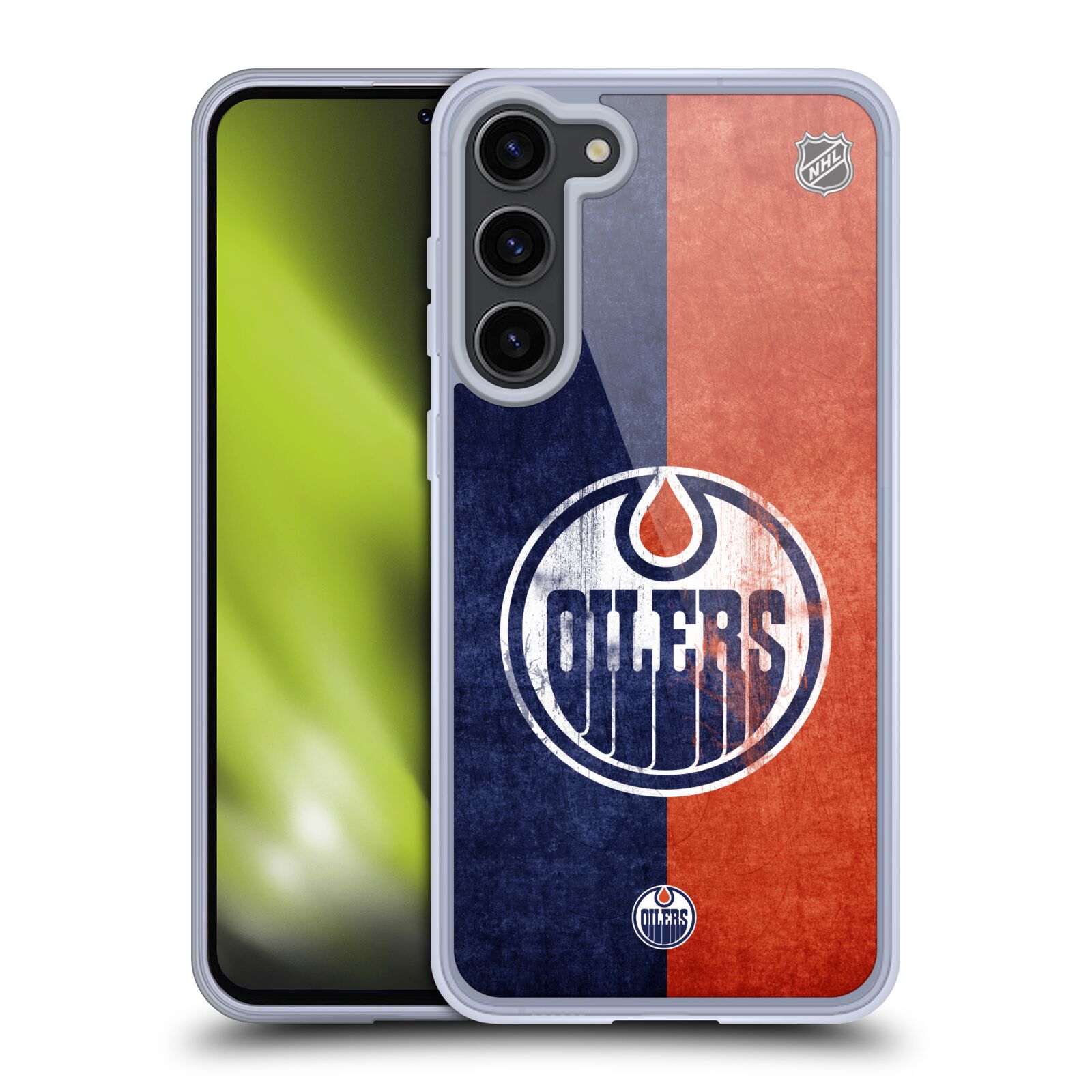 Silikonové pouzdro na mobil Samsung Galaxy S23 Plus - NHL - Půlené logo Edmonton Oilers (Silikonový kryt, obal, pouzdro na mobilní telefon Samsung Galaxy S23 Plus s licencovaným motivem NHL - Půlené logo Edmonton Oilers)