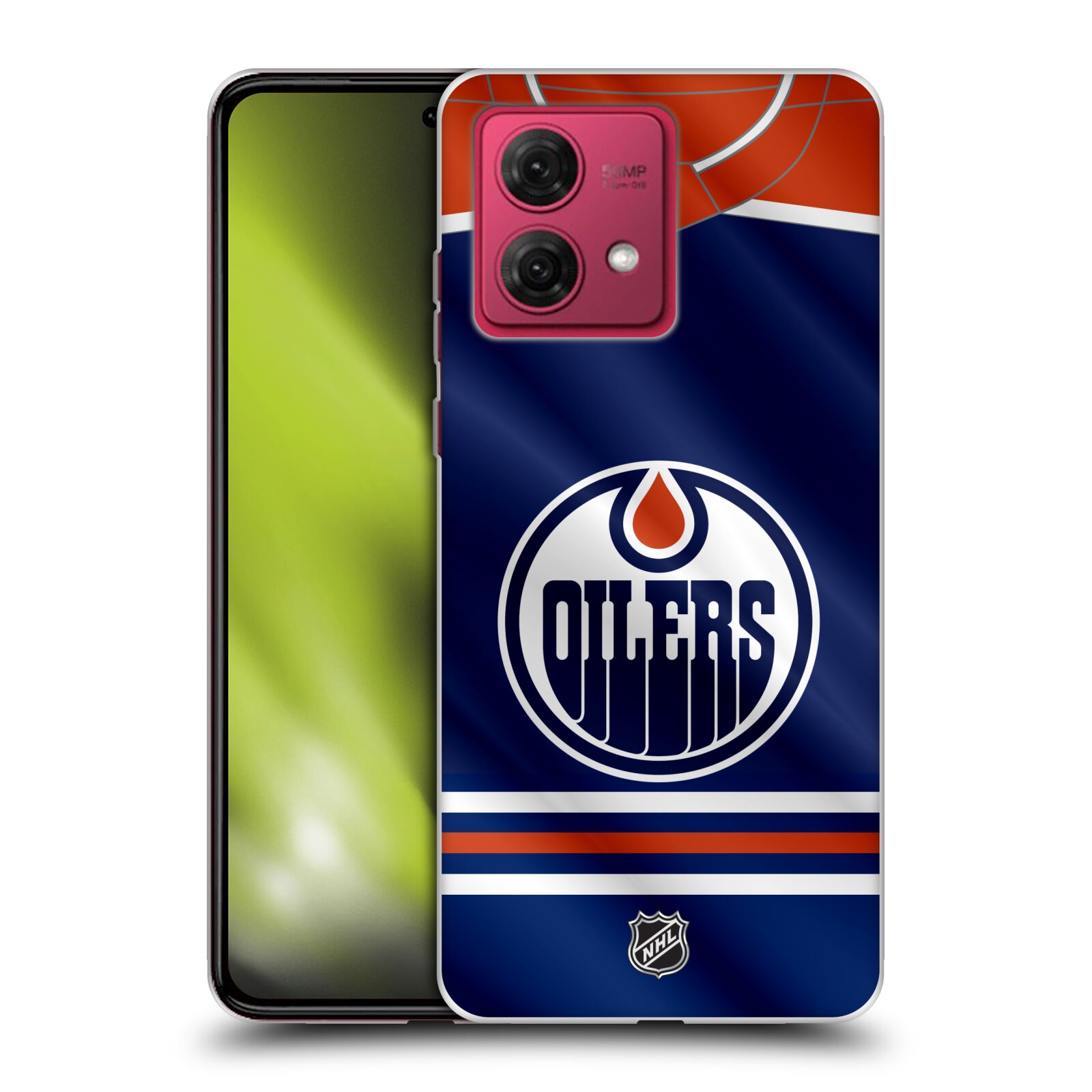 Silikonové pouzdro na mobil Motorola Moto G84 5G - NHL - Dres Edmonton Oilers (Silikonový kryt, obal, pouzdro na mobilní telefon Motorola Moto G84 5G s licencovaným motivem NHL - Dres Edmonton Oilers)