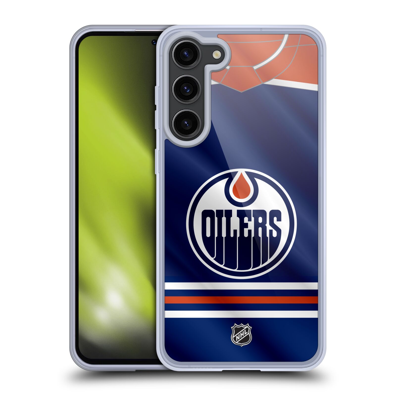 Silikonové pouzdro na mobil Samsung Galaxy S23 Plus - NHL - Dres Edmonton Oilers (Silikonový kryt, obal, pouzdro na mobilní telefon Samsung Galaxy S23 Plus s licencovaným motivem NHL - Dres Edmonton Oilers)