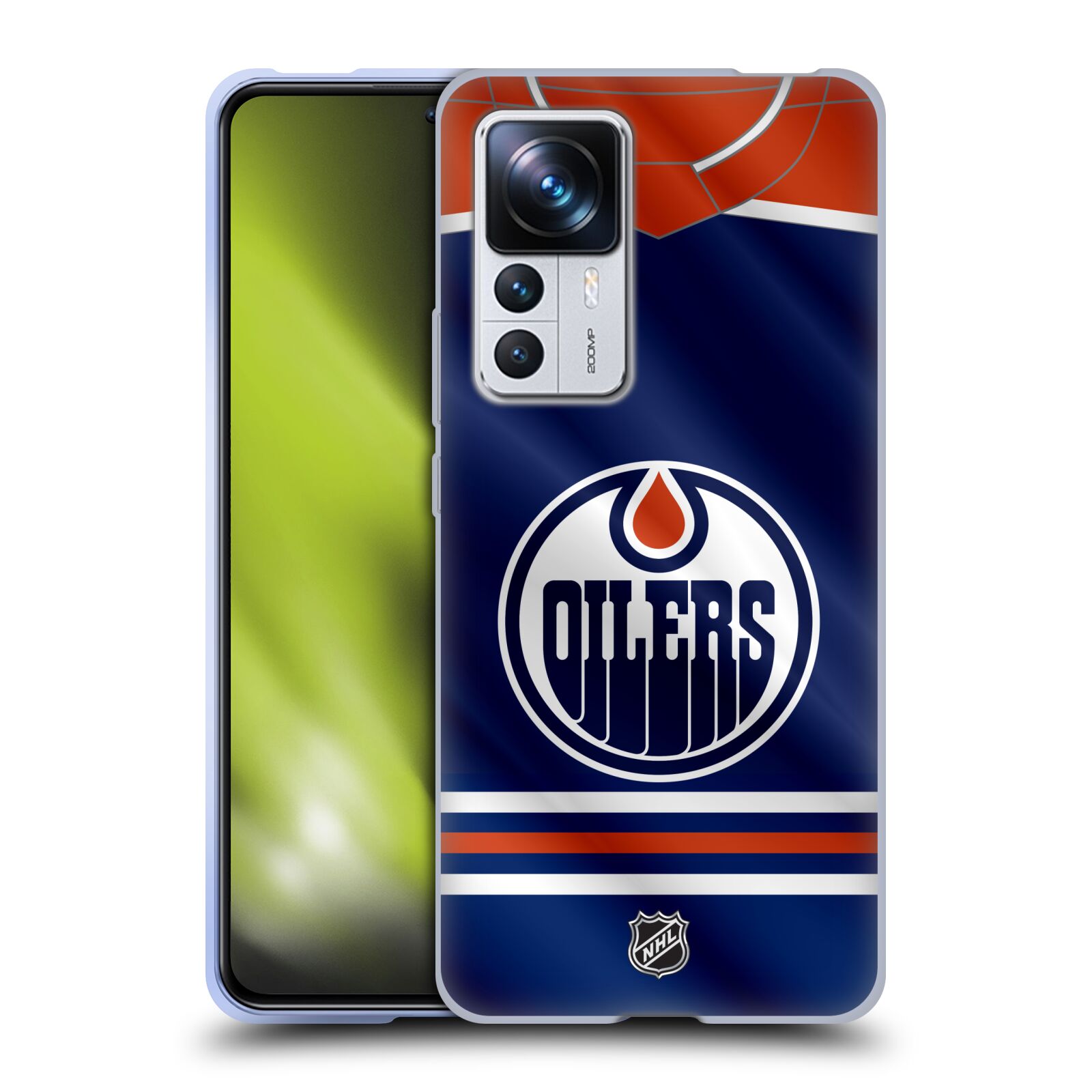 Silikonové pouzdro na mobil Xiaomi 12T / 12T Pro - NHL - Dres Edmonton Oilers (Silikonový kryt, obal, pouzdro na mobilní telefon Xiaomi 12T / 12T Pro s licencovaným motivem NHL - Dres Edmonton Oilers)